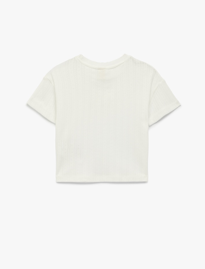 Kız Bebek Pamuklu Bisiklet Yaka Kısa Kollu Tavşan Baskılı Tişört