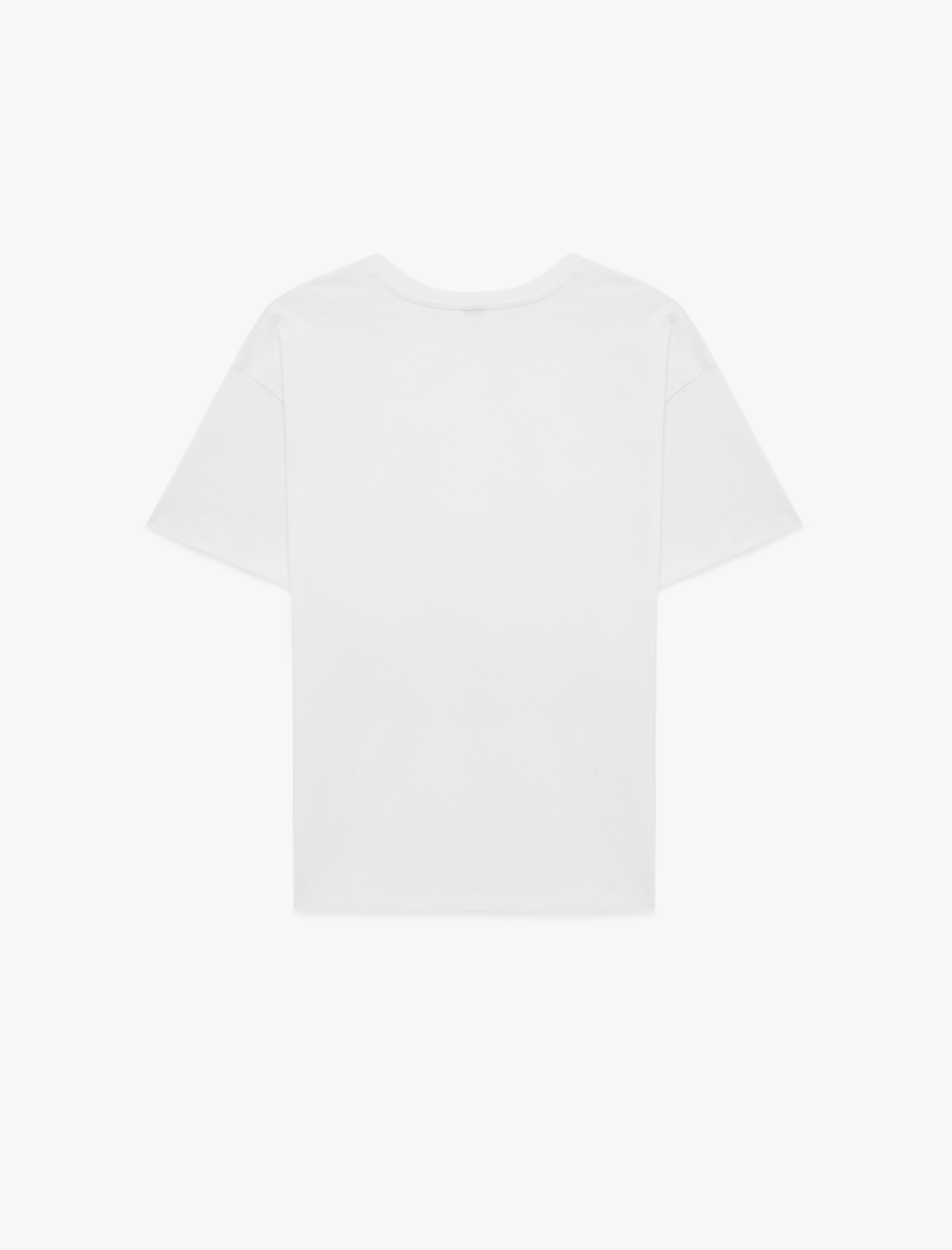   Pamuklu Kısa Kollu Bisiklet Yaka Taşlı Fiyonk Baskılı Tişört