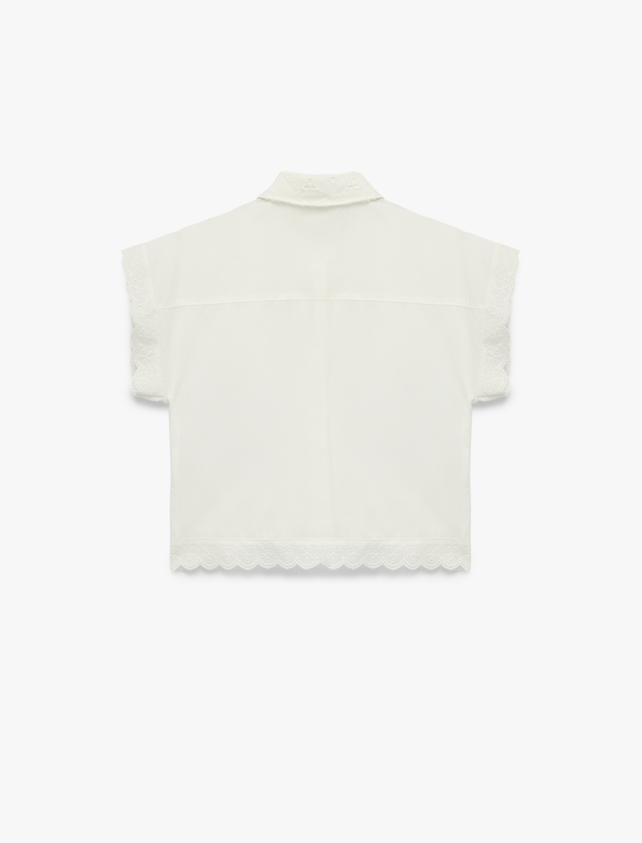  Kız Çocuk Pamuklu Düğme Detaylı Brodeli Kısa Kollu Gömlek