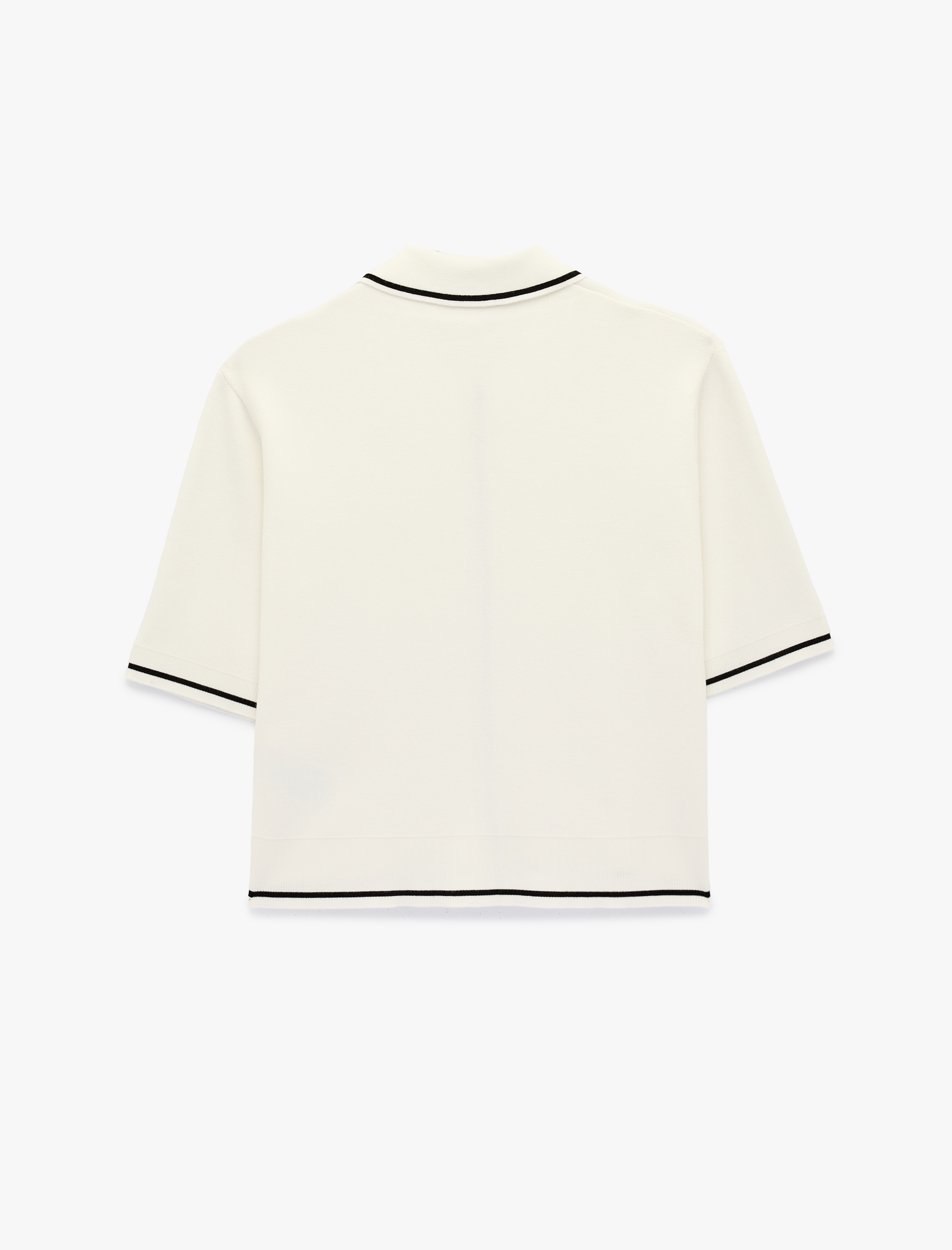   Aplike Detaylı Düğmeli Kısa Kollu Çizgili Polo Yaka Triko Hırka