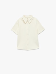 Kısa Kollu Cepli Oversize Basic Polo Yaka Tişört