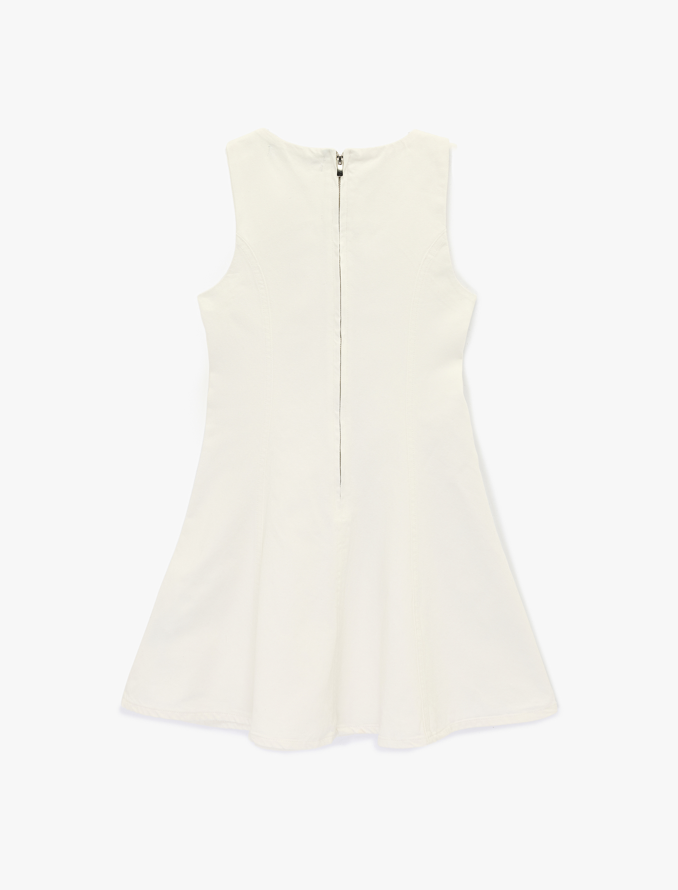   Kolsuz Bisiklet Yaka Volanlı Mini Denim Elbise