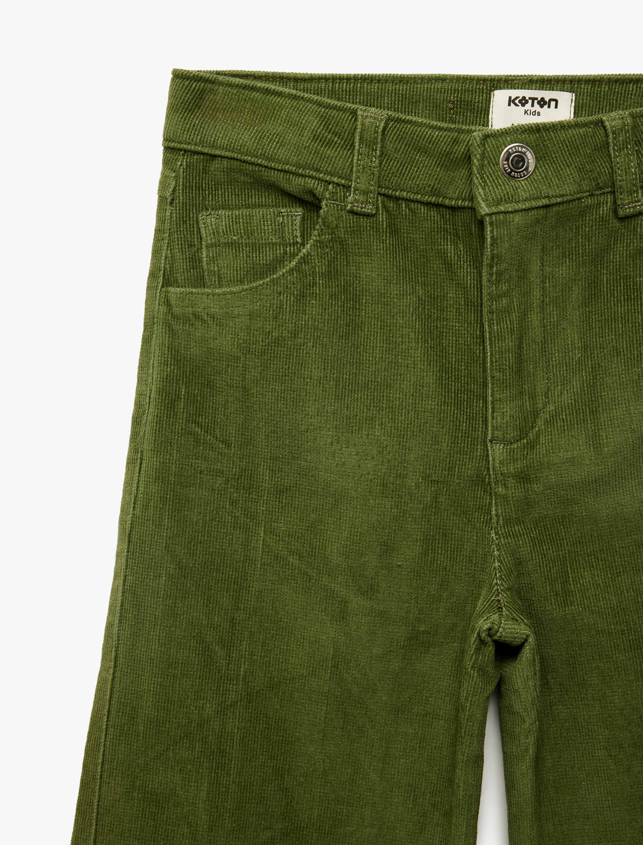  Kız Çocuk Pamuklu Rahat Kesim Beli Ayarlanabilir Kadife Geniş Paça Pantolon