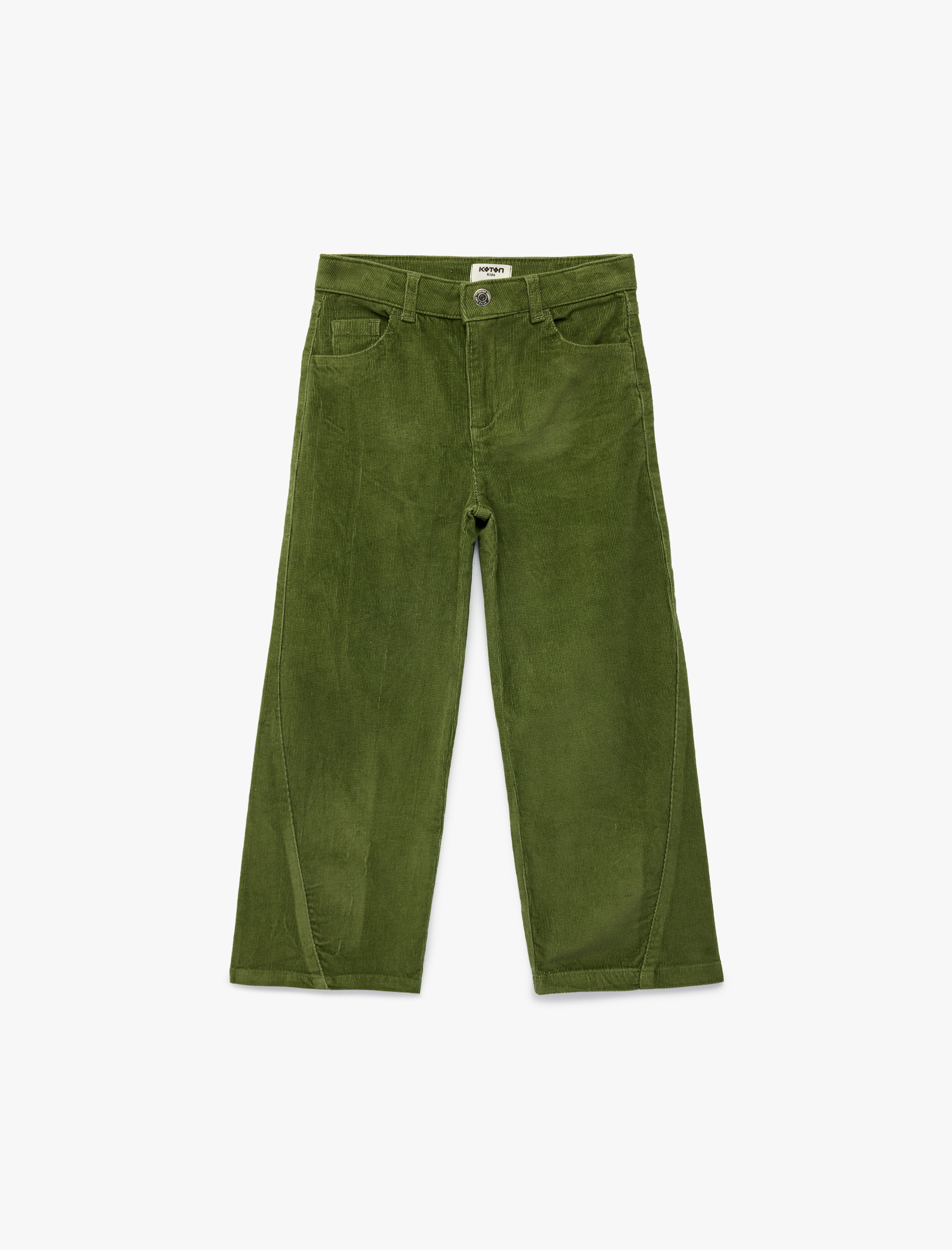  Kız Çocuk Pamuklu Rahat Kesim Beli Ayarlanabilir Kadife Geniş Paça Pantolon