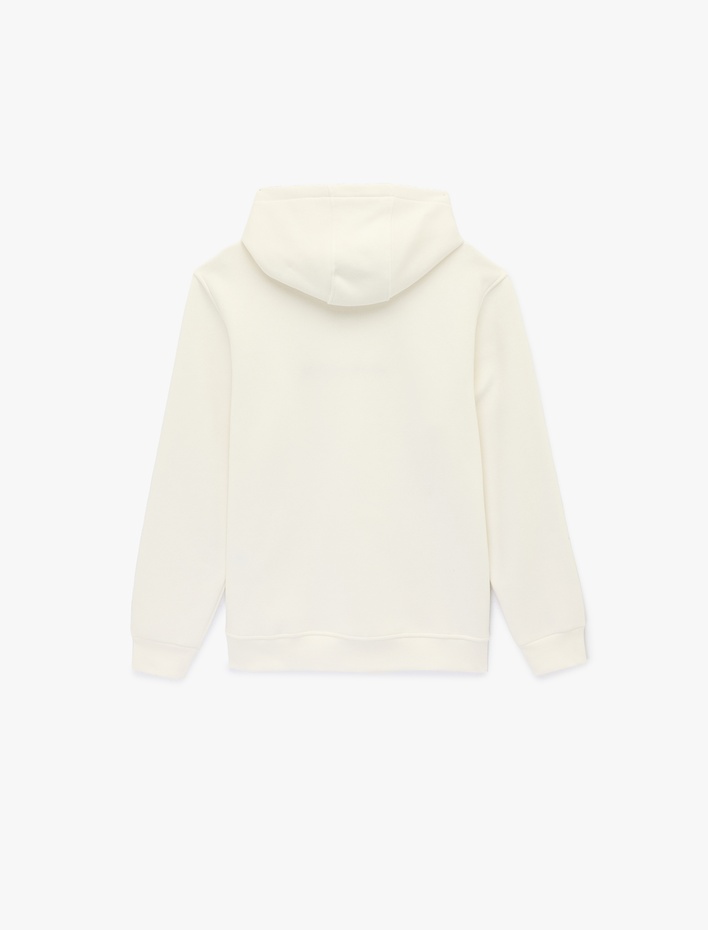  Uzun Kollu Kanguru Cepli Şardonlu Yılbaşı Temalı Nakışlı Kapşonlu Sweatshirt