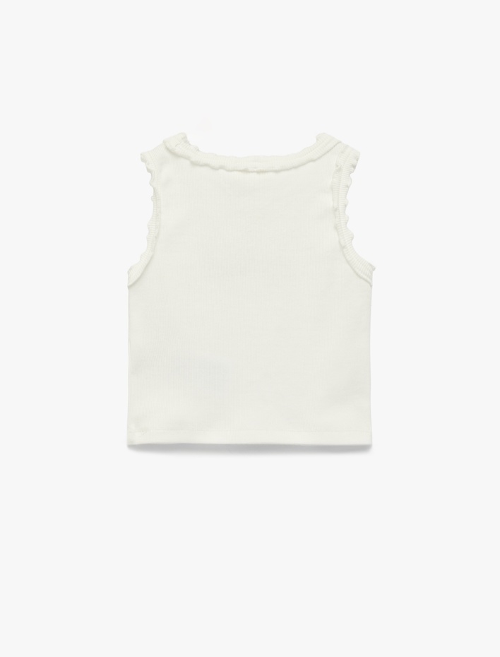 Kız Çocuk Pamuklu Bisiklet Yaka Kolsuz Nakış Detaylı Fiyonklu Atlet