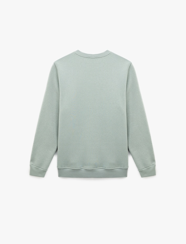  Regular Fit Uzun Kollu Şardonlu Bisiklet Yaka Basic Baskılı Sweatshirt