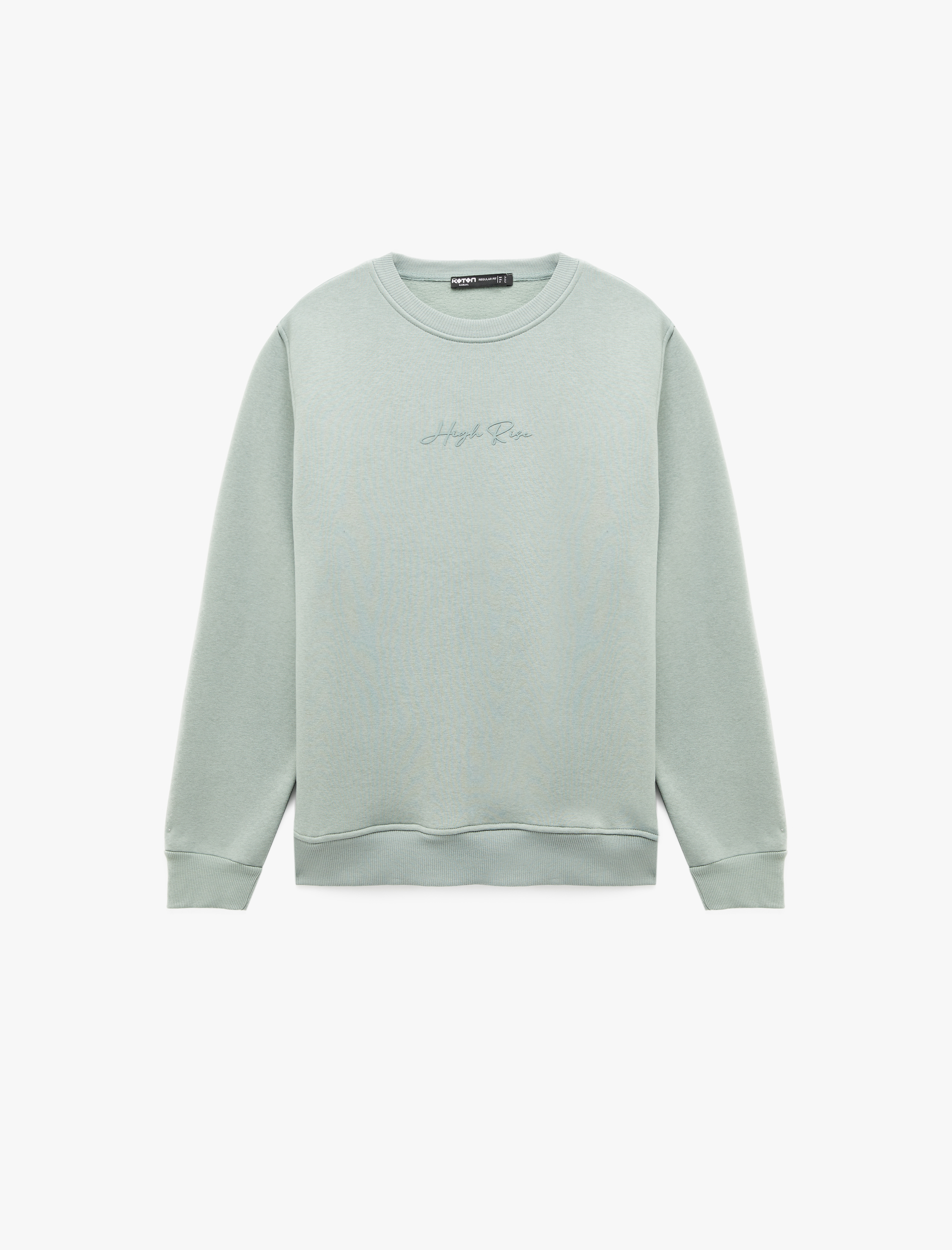   Regular Fit Uzun Kollu Şardonlu Bisiklet Yaka Basic Baskılı Sweatshirt