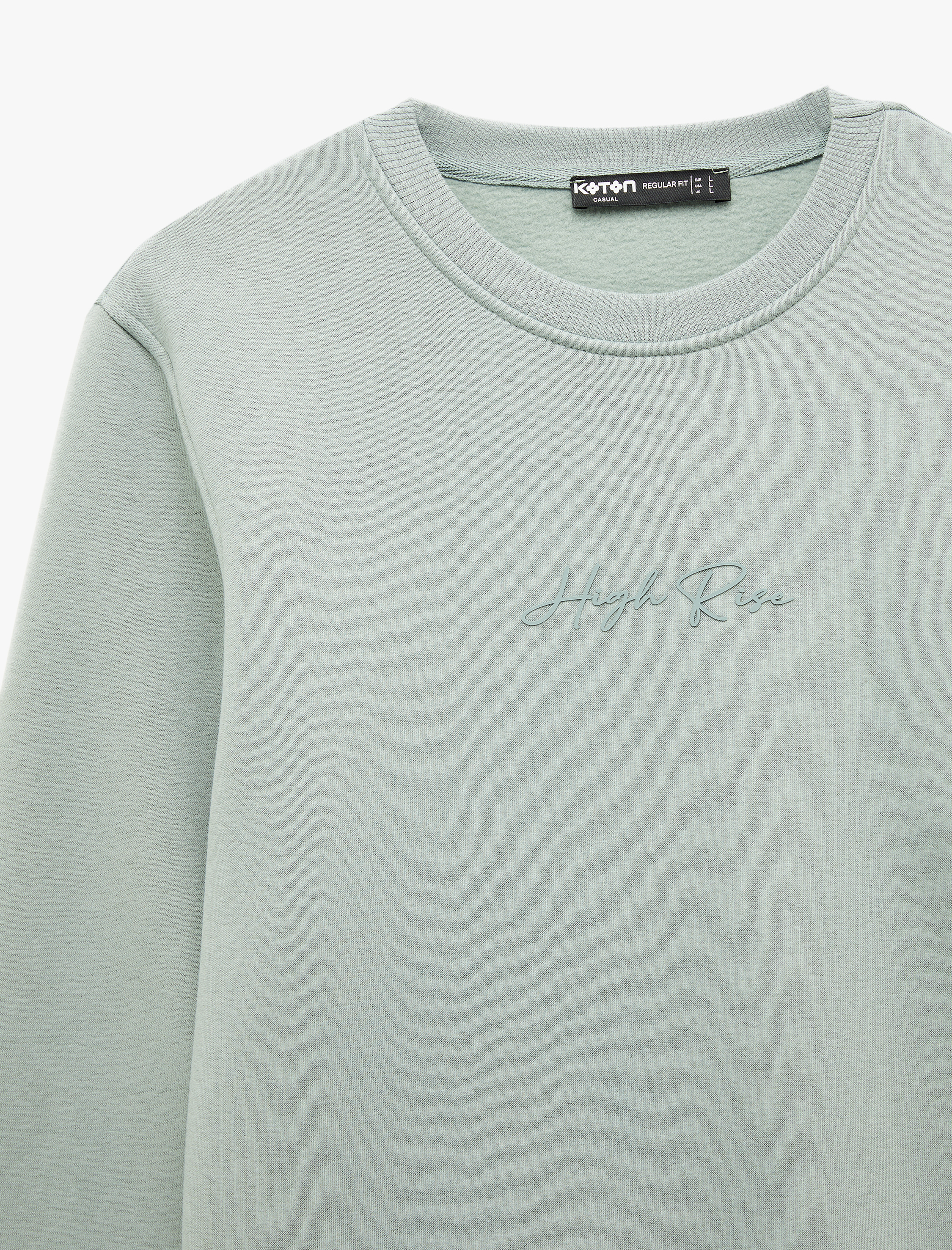   Regular Fit Uzun Kollu Şardonlu Bisiklet Yaka Basic Baskılı Sweatshirt