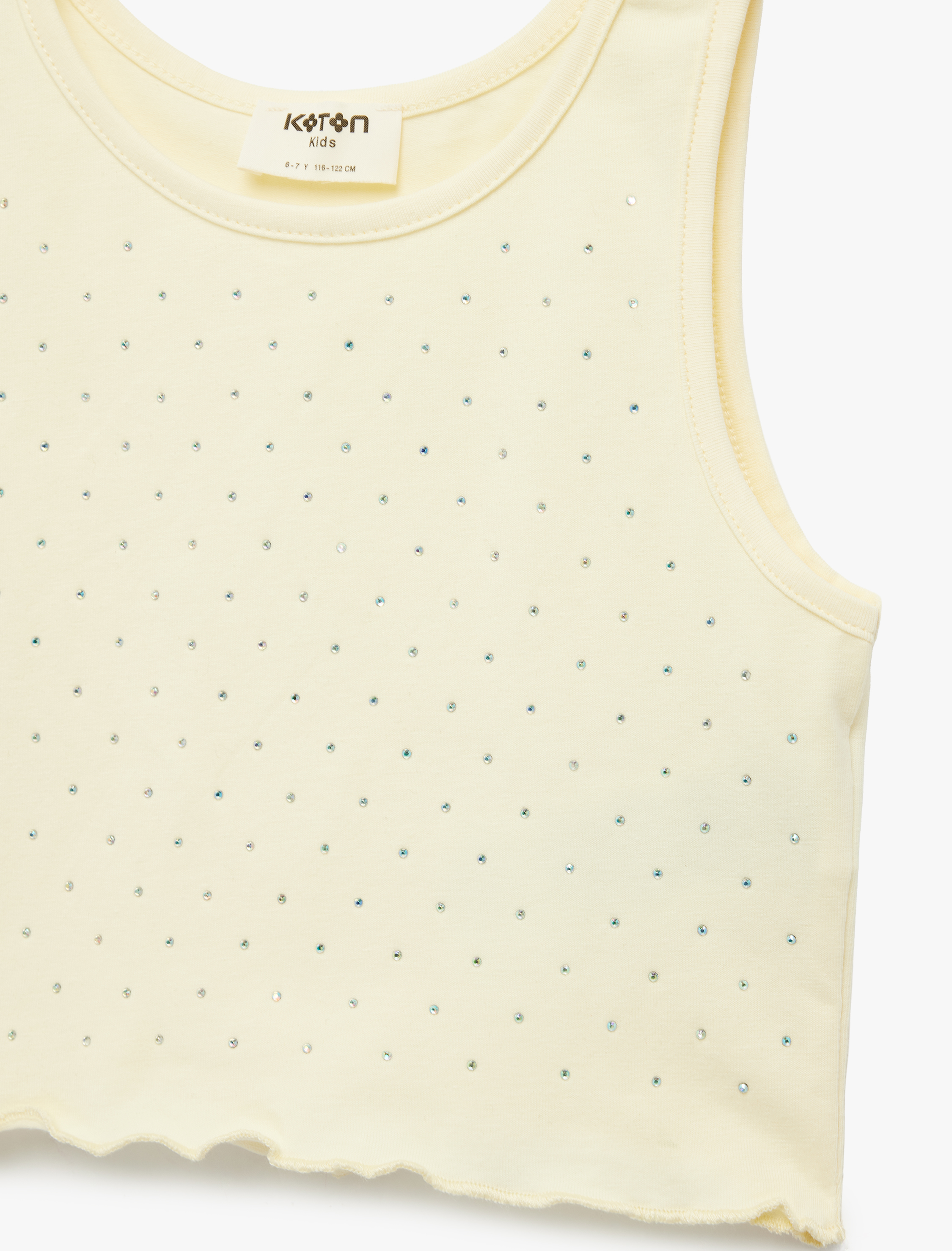  Kız Çocuk Kolsuz Bisiklet Yaka  Taş Detaylı Pamuklu Atlet