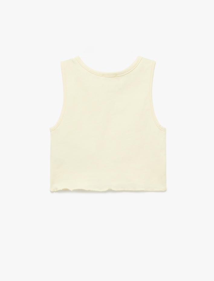 Kız Çocuk Kolsuz Bisiklet Yaka  Taş Detaylı Pamuklu Atlet