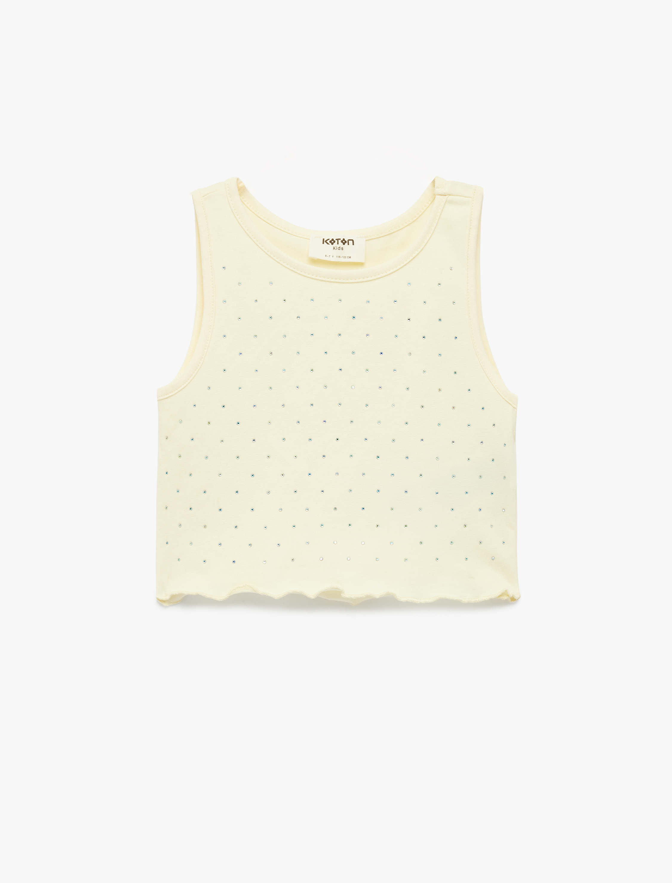  Kız Çocuk Kolsuz Bisiklet Yaka  Taş Detaylı Pamuklu Atlet