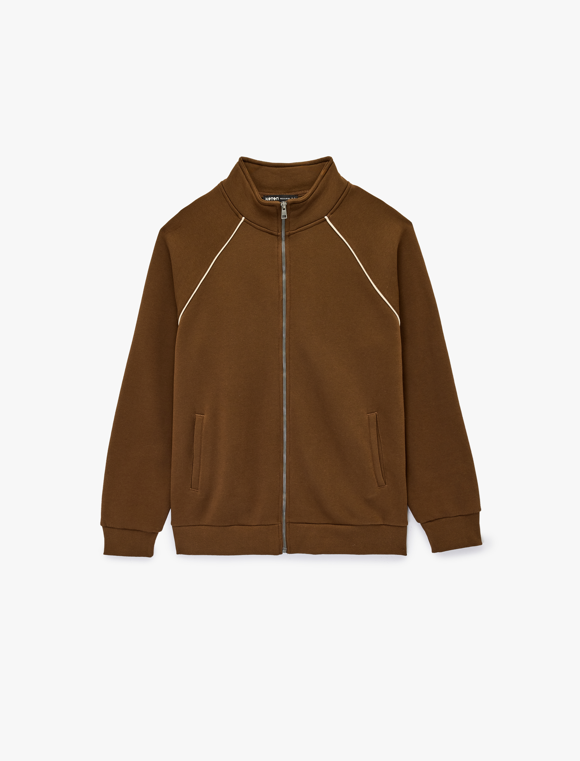   Uzun Kollu Cepli Biyeli Fermuarlı Hırka