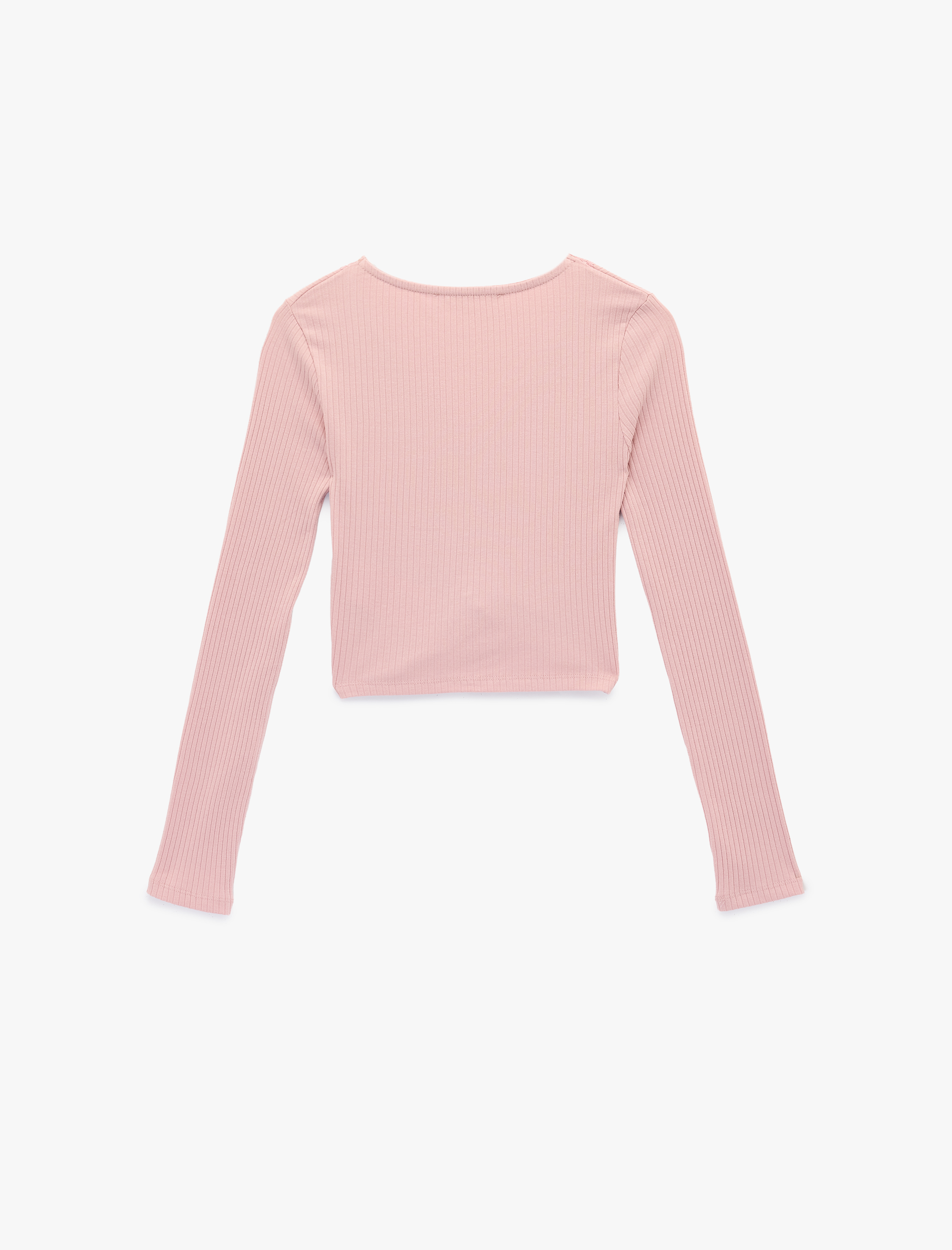   V Yaka Dantel Detaylı Uzun Kollu Slim Fit Tişört