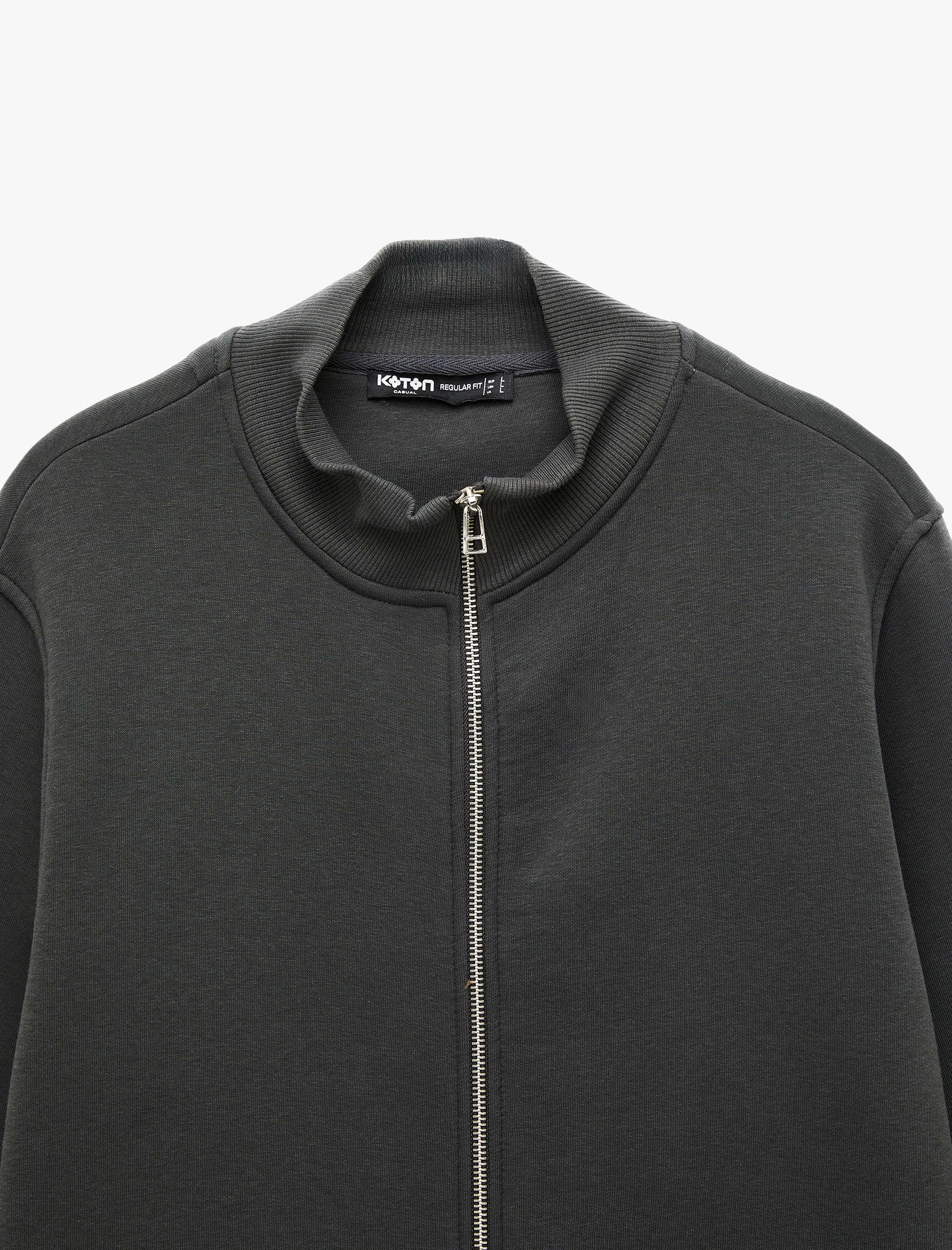   Şardonlu Uzun Kollu Cep Detaylı Basic Fermuarlı Hırka