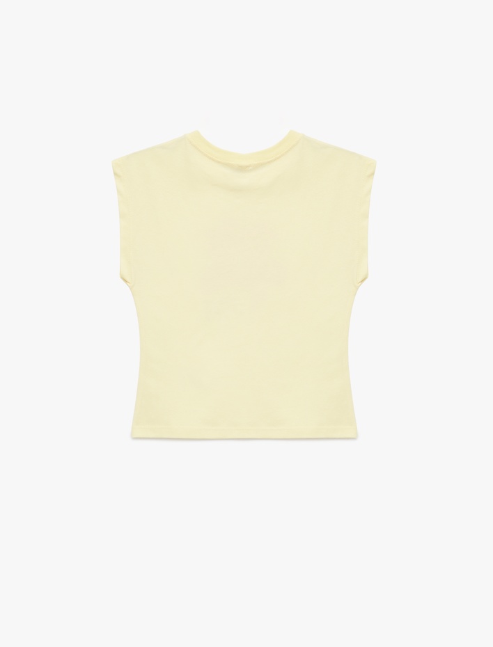 Kız Bebek Pamuklu Kolsuz Bisiklet Yaka Çiçek Baskılı Tişört