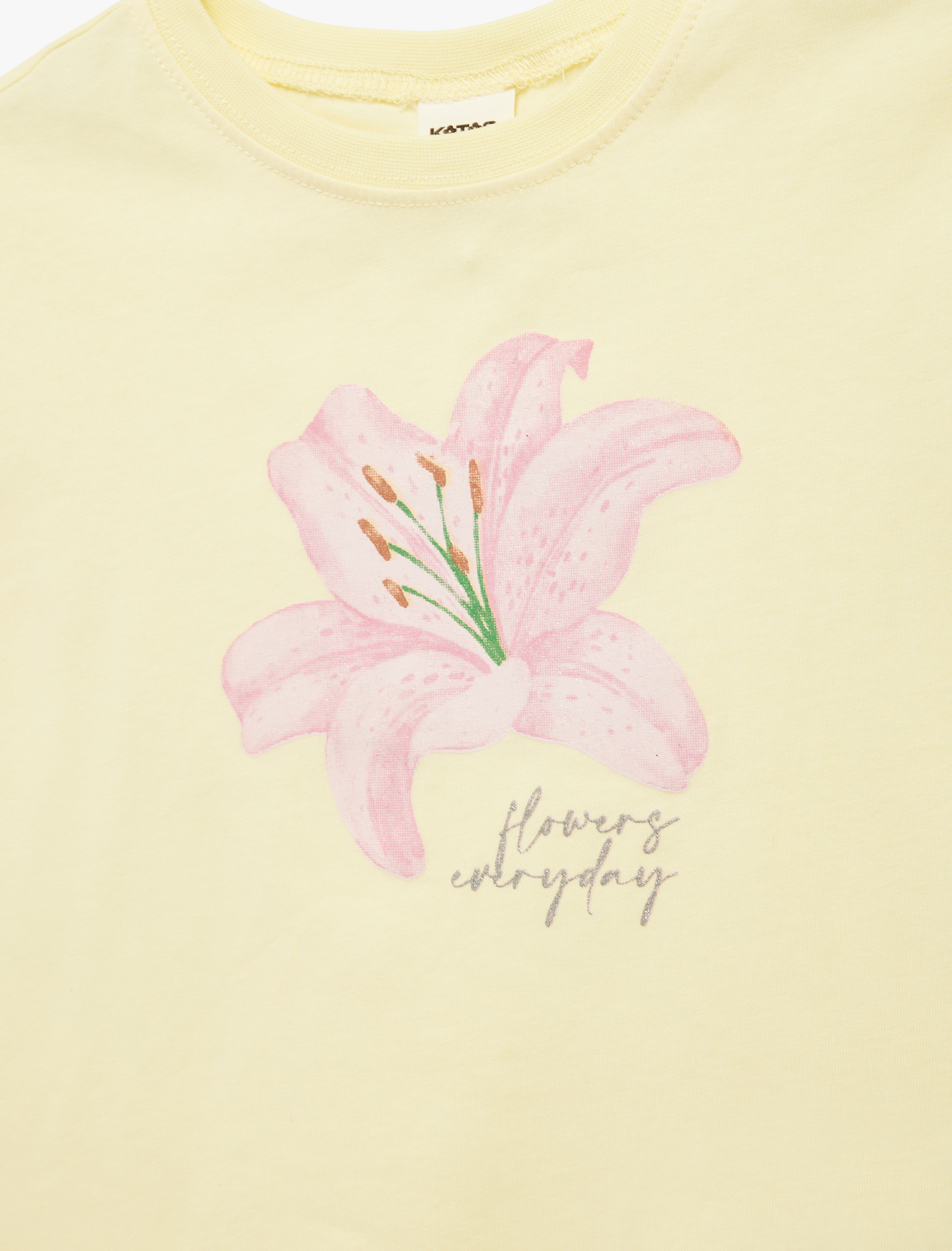  Kız Bebek Pamuklu Kolsuz Bisiklet Yaka Çiçek Baskılı Tişört