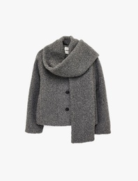 Düğmeli Cepli Uzun Kollu Kısa Atkılı Peluş Mont