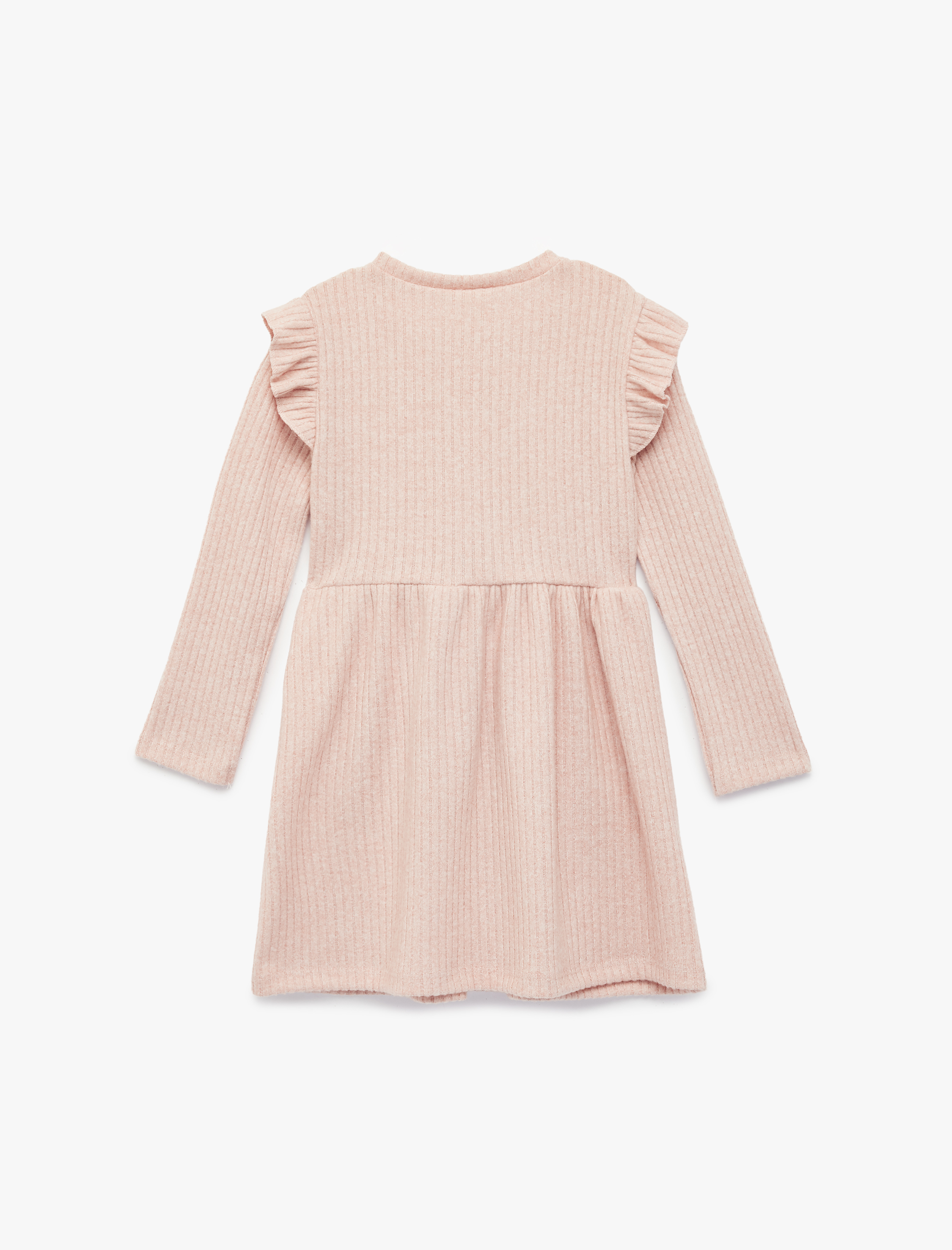 Kız Bebek Fırfırlı Uzun Kollu Bisiklet Yaka Elbise