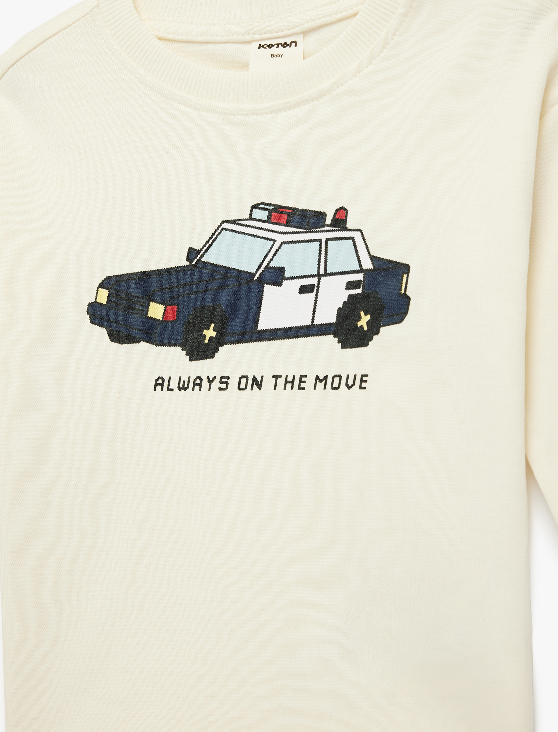  Erkek Bebek Uzun Kollu Bisiklet Yaka Pamuklu Baskılı Tişört