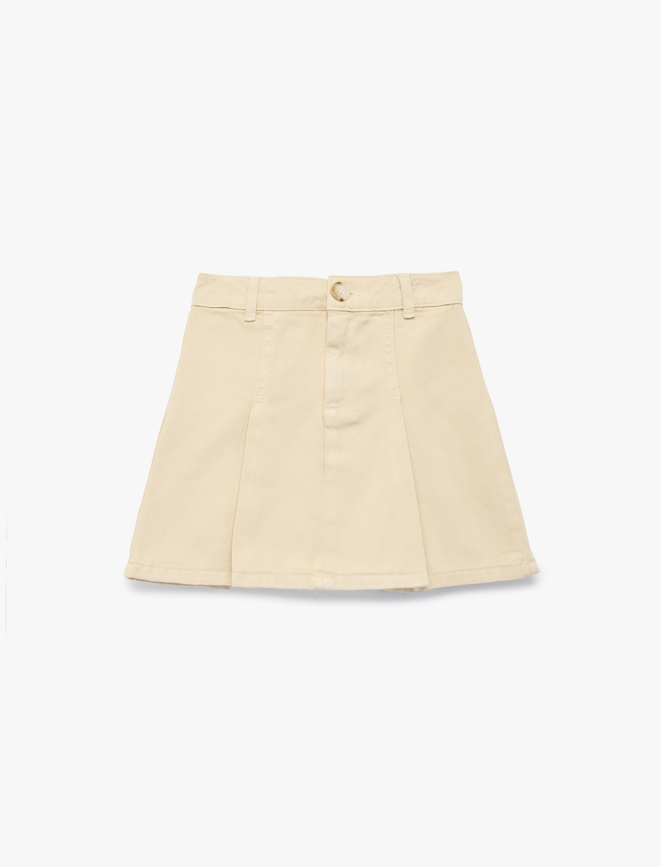  Kız Çocuk Düğmeli Fermuar Detaylı Pileli Pamuklu Mini Etek