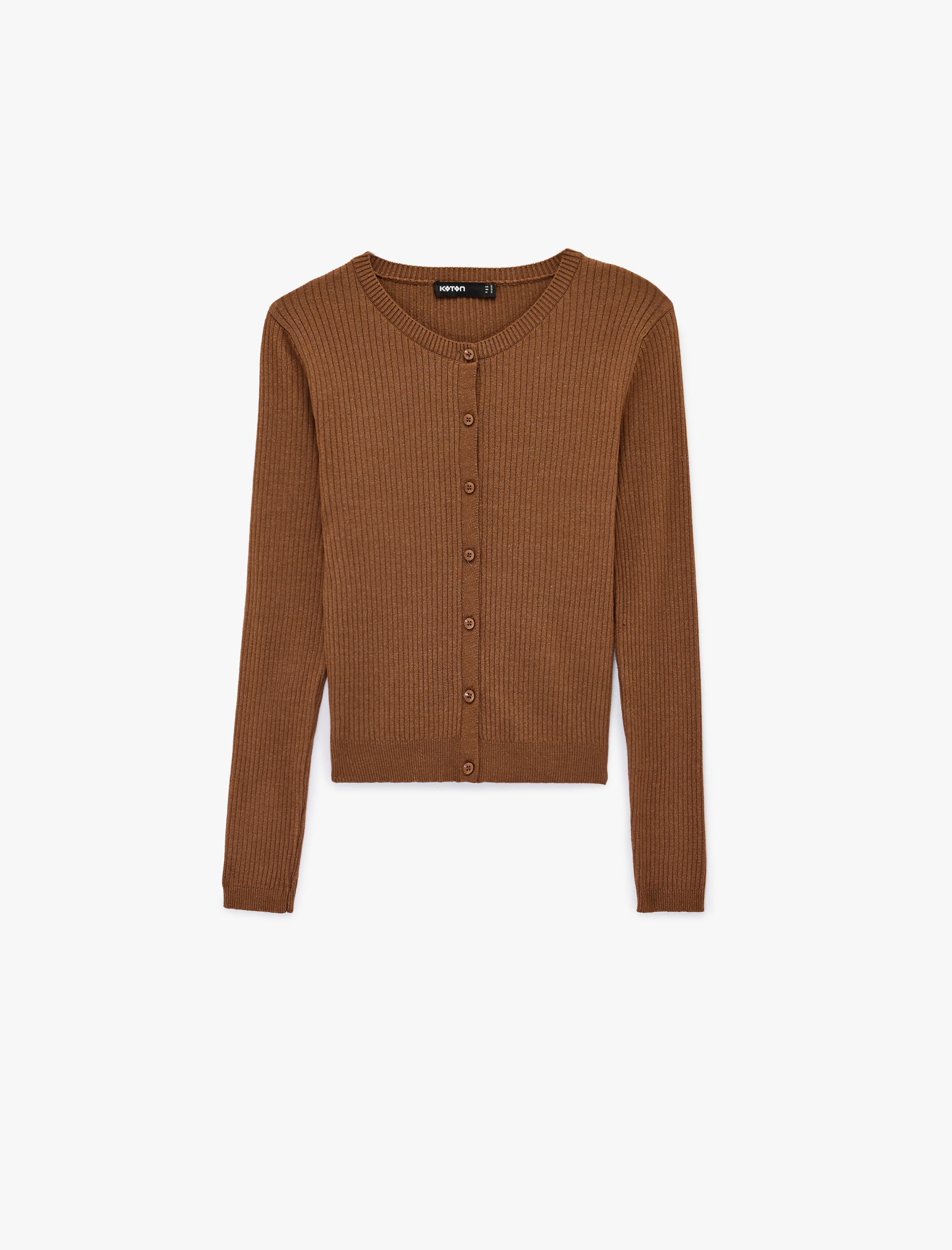   Uzun Kollu Bisiklet Yaka Düğmeli Triko Hırka