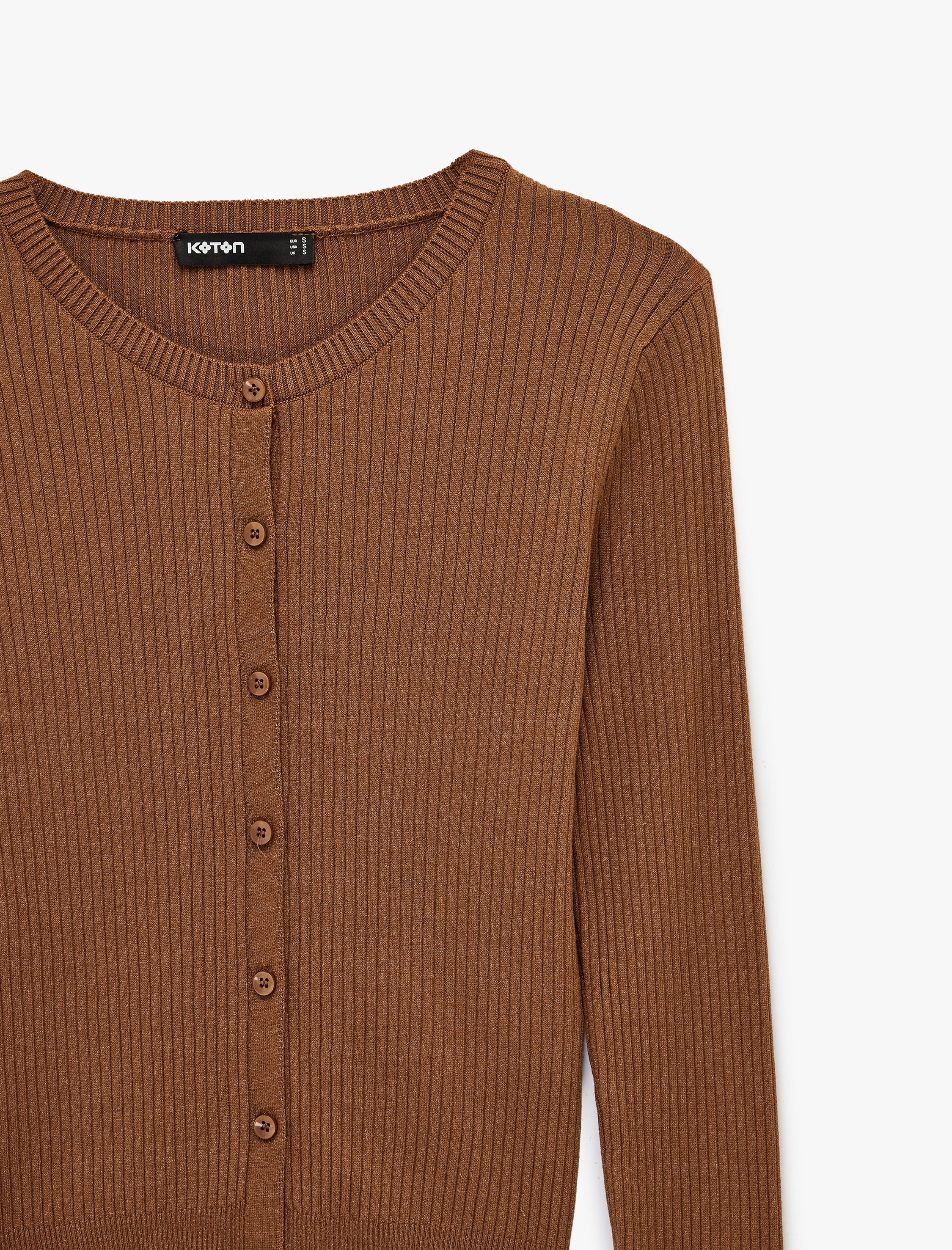   Uzun Kollu Bisiklet Yaka Düğmeli Triko Hırka