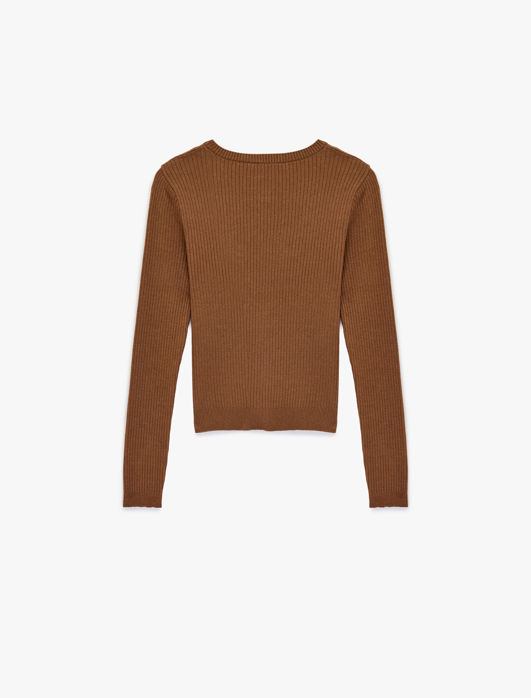   Uzun Kollu Bisiklet Yaka Düğmeli Triko Hırka