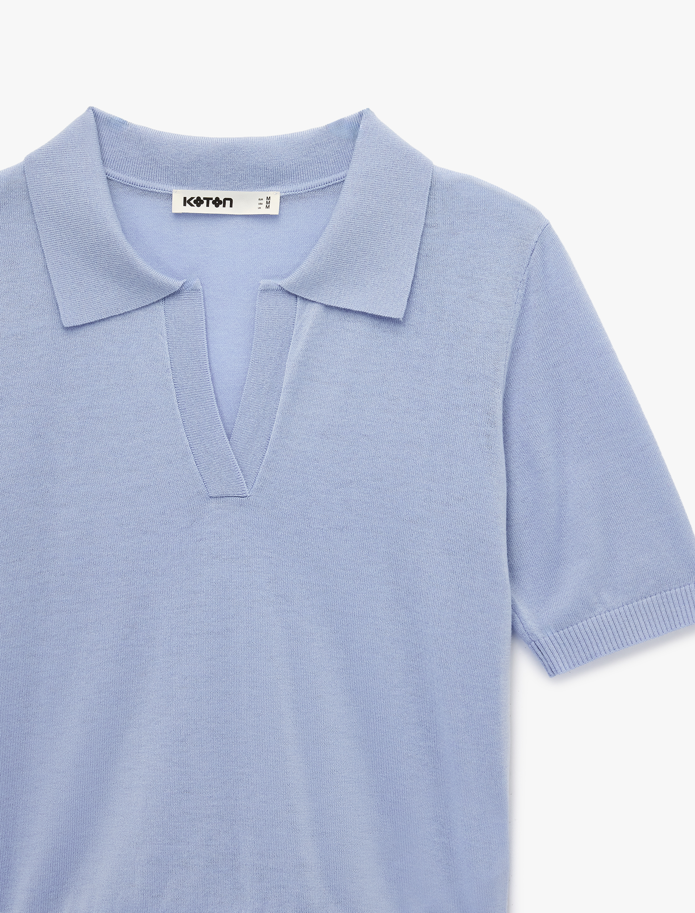   Koyun Yünü Karışımlı Yarım Düğmeli Kısa Kollu Polo Yaka Triko Kazak