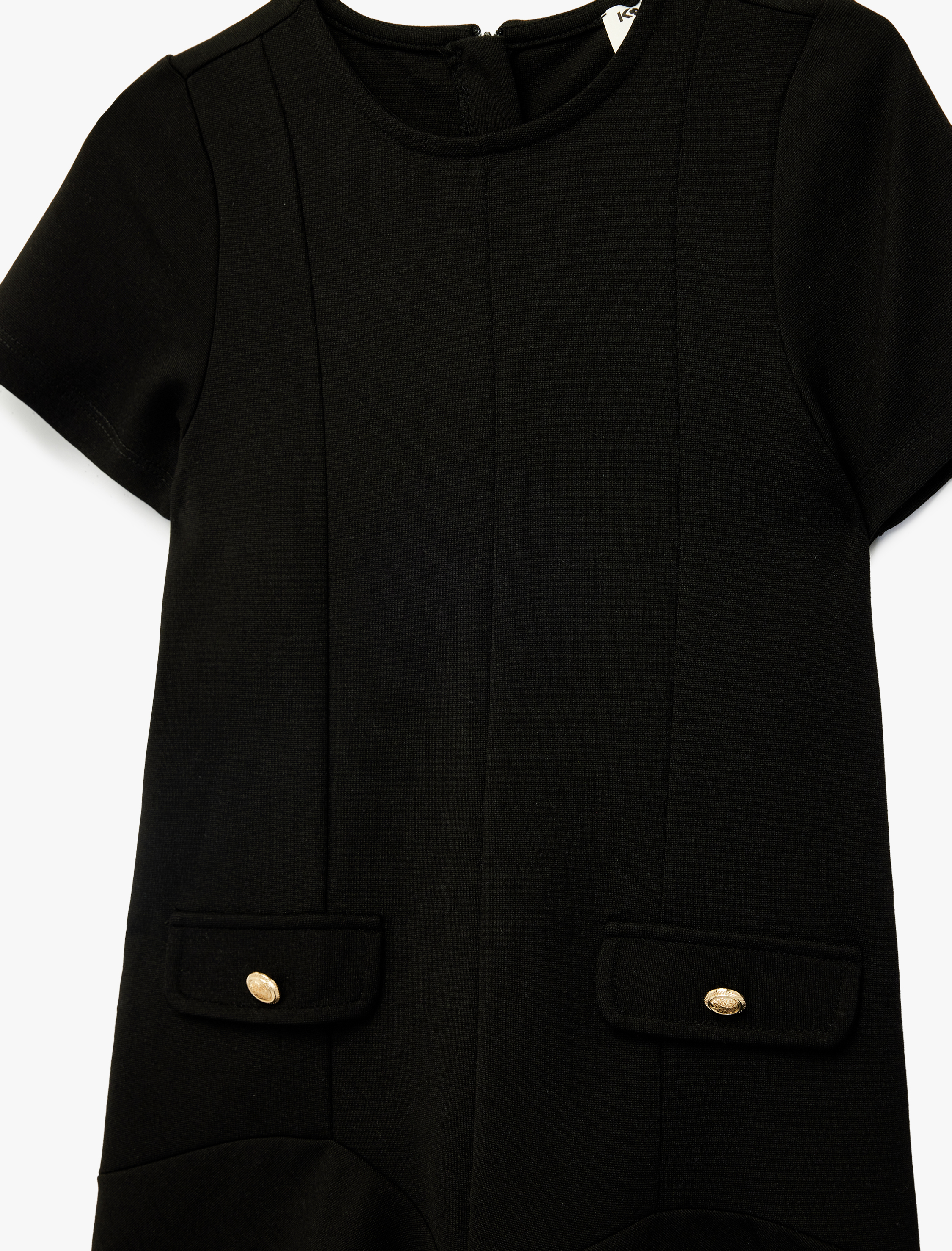  Kız Çocuk Bisiklet Yaka Viskon Karışımlı Kısa Kollu Elbise