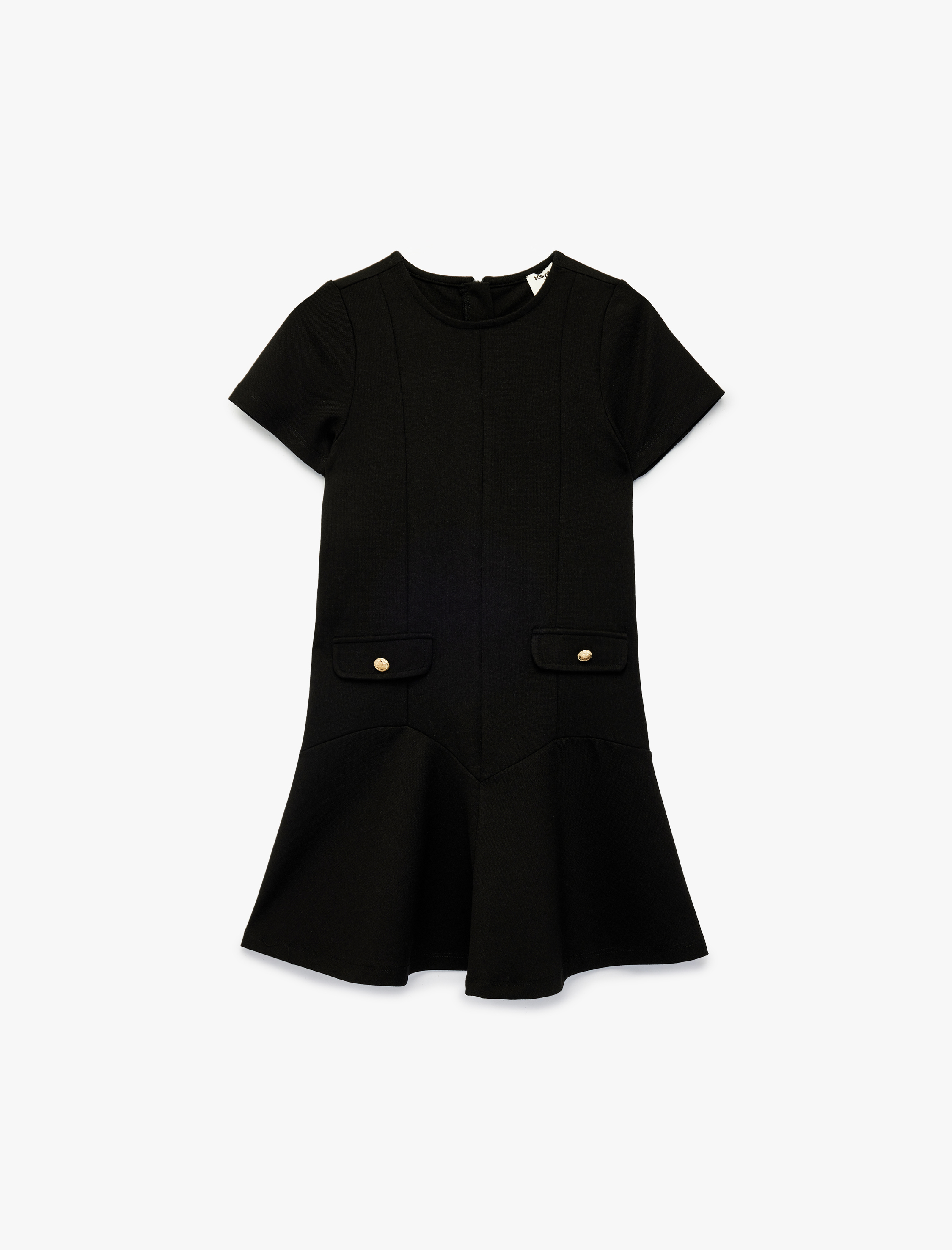  Kız Çocuk Bisiklet Yaka Viskon Karışımlı Kısa Kollu Elbise