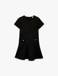 Bisiklet Yaka Viskon Karışımlı Kısa Kollu Elbise