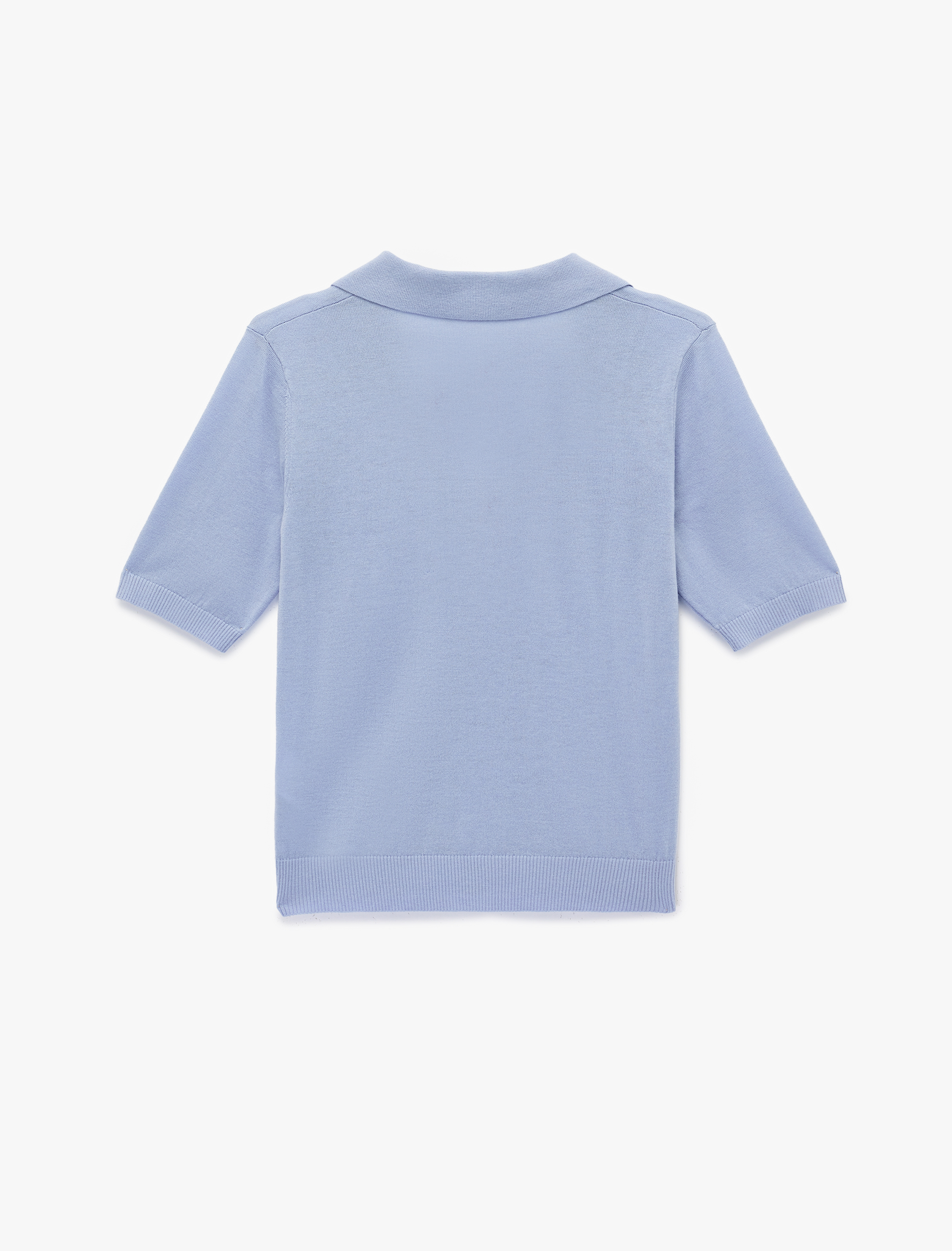   Koyun Yünü Karışımlı Yarım Düğmeli Kısa Kollu Polo Yaka Triko Kazak