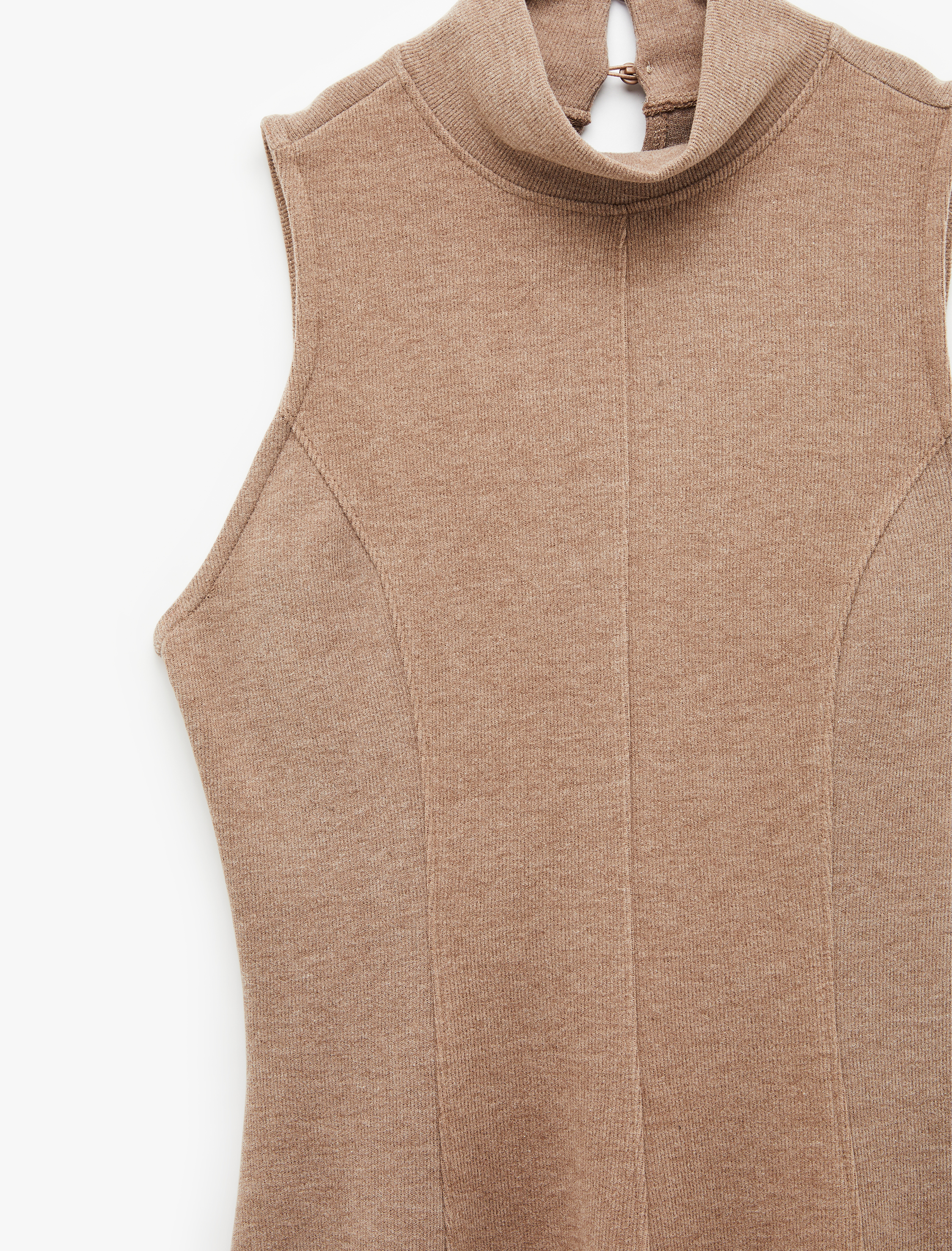   Slim Fit Kolsuz Dik Yaka Mini Kloş Elbise