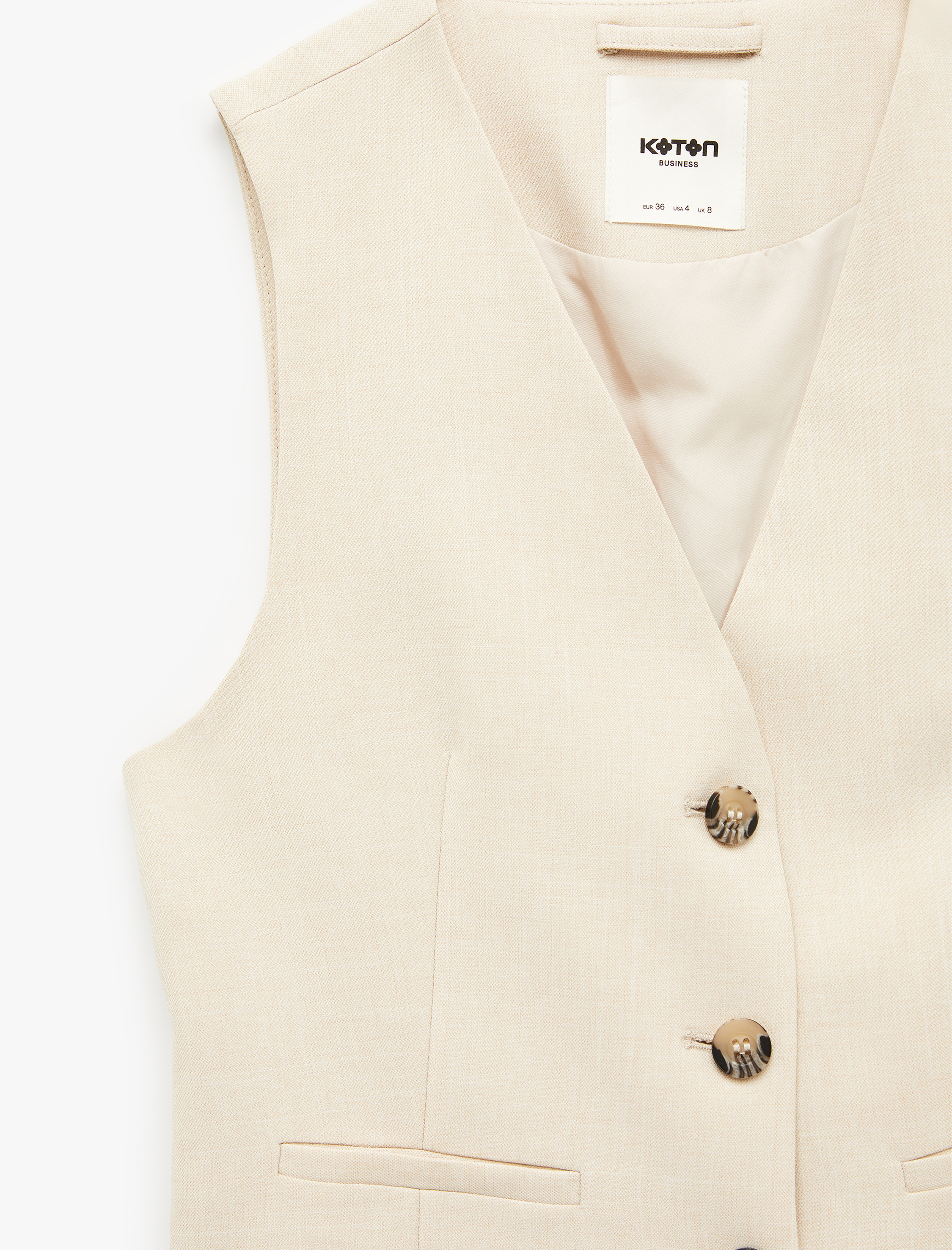   Düğmeli Cep Detaylı Kolsuz V Yaka Yelek