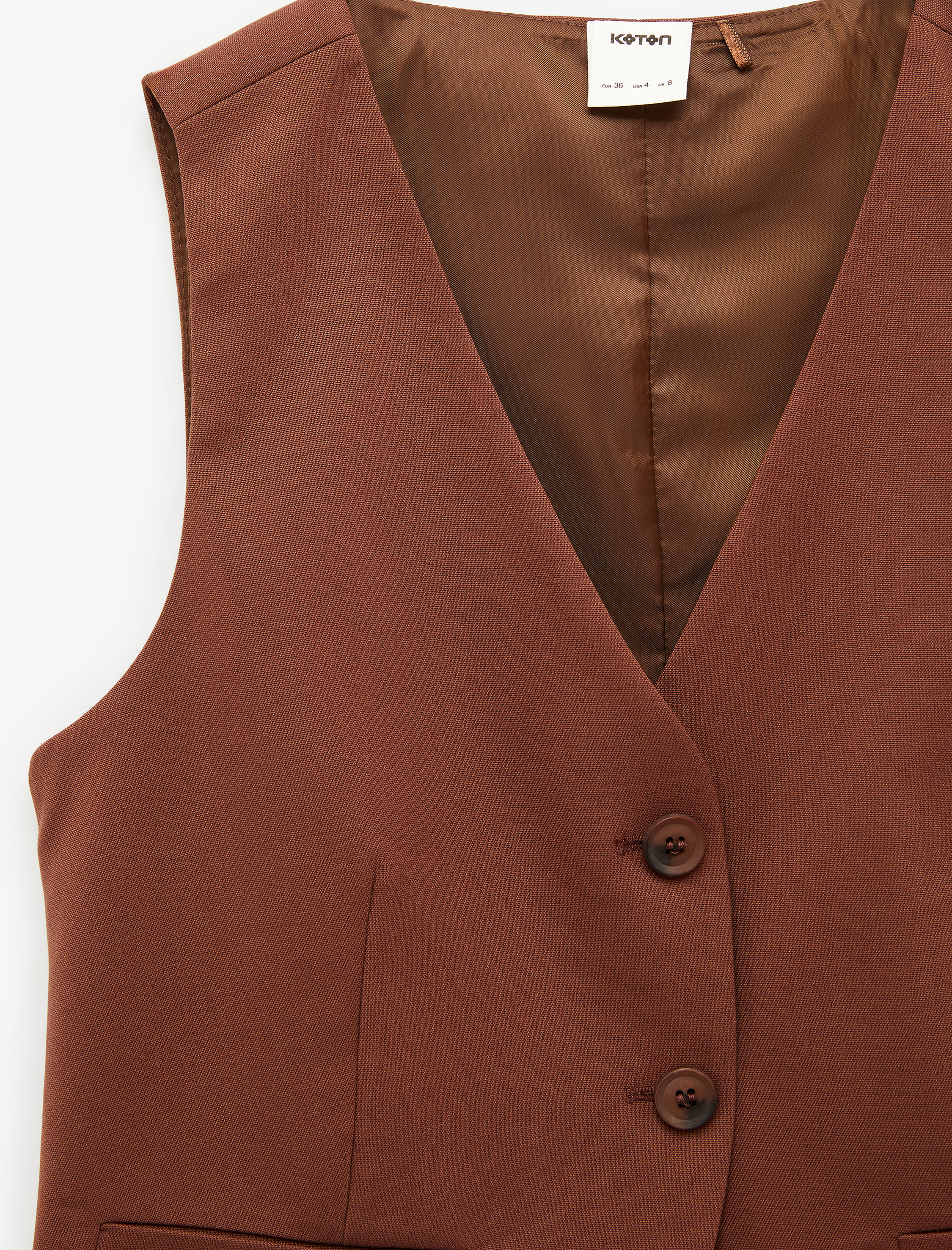   Regular Fit  V Yaka Crop Blazer Yelek