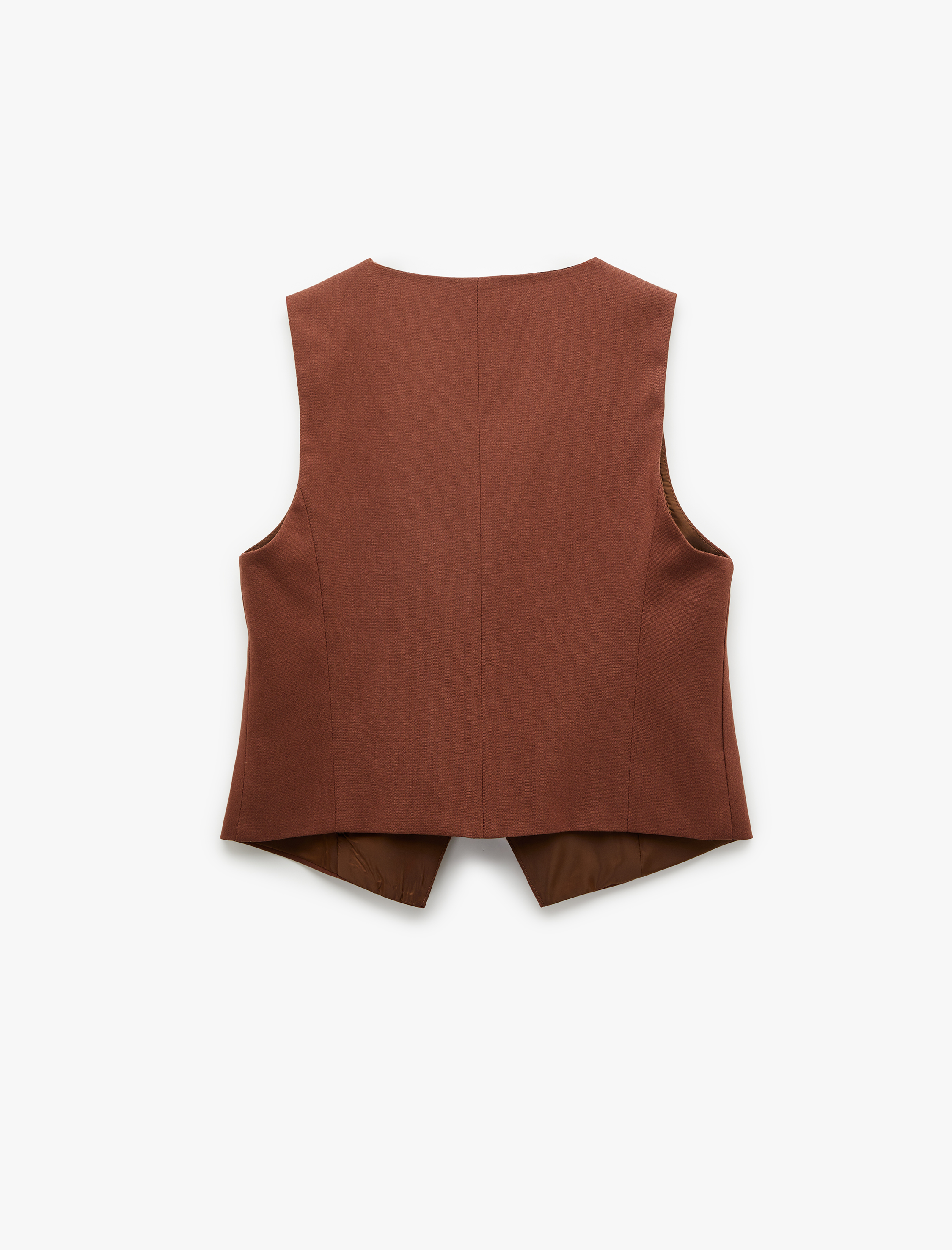   Regular Fit  V Yaka Crop Blazer Yelek