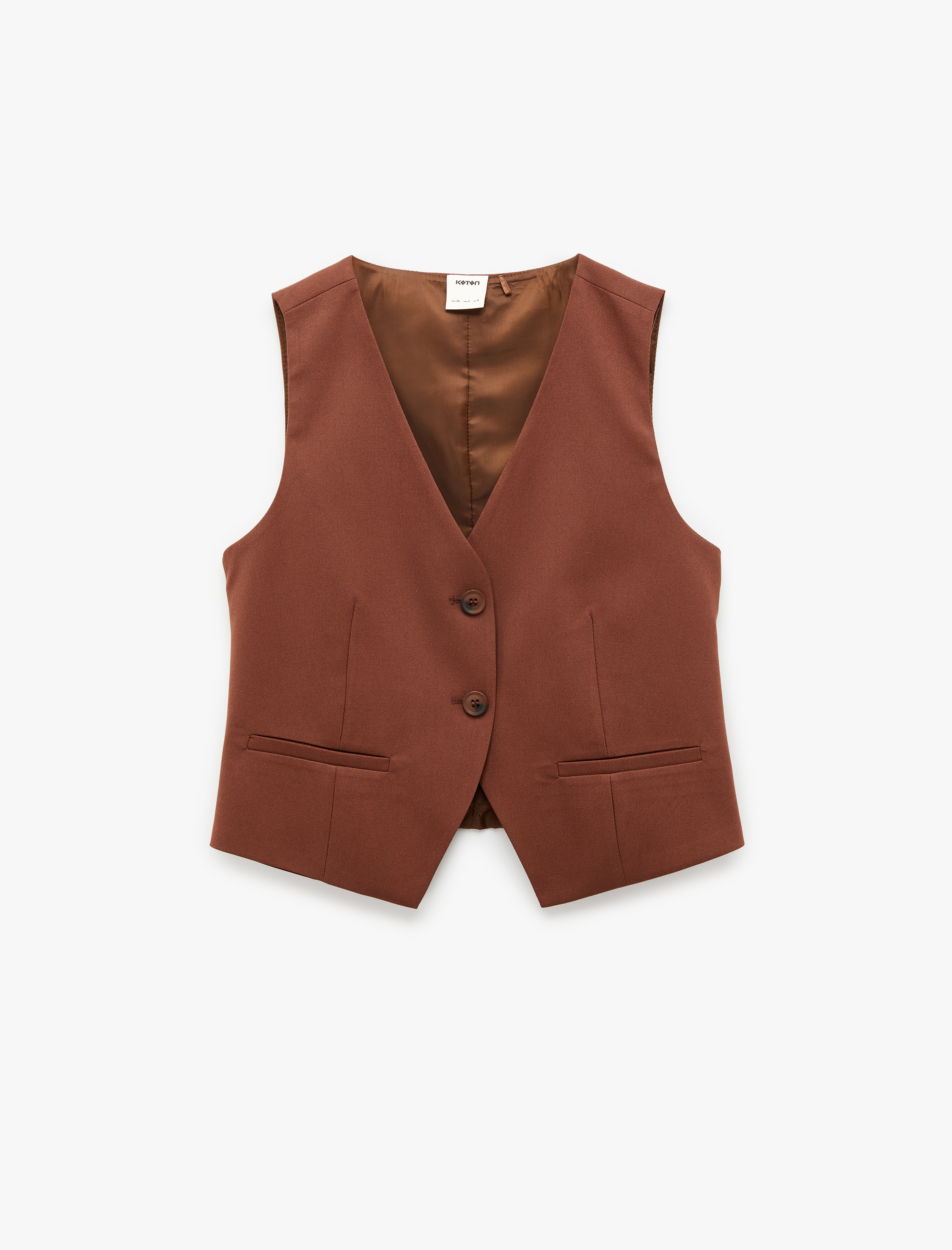   Regular Fit  V Yaka Crop Blazer Yelek