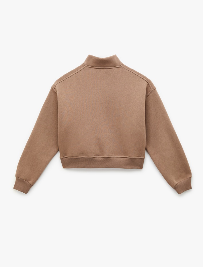  Polo Yaka Uzun Kollu Fermuarlı Oversize Spor Sweatshirt