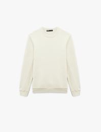 Regular Fit Uzun Kollu Şardonlu Basic Bisiklet Yaka Sweatshirt