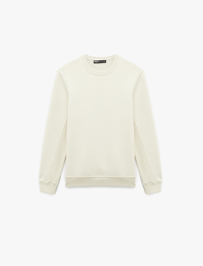  Regular Fit Uzun Kollu Şardonlu Basic Bisiklet Yaka Sweatshirt