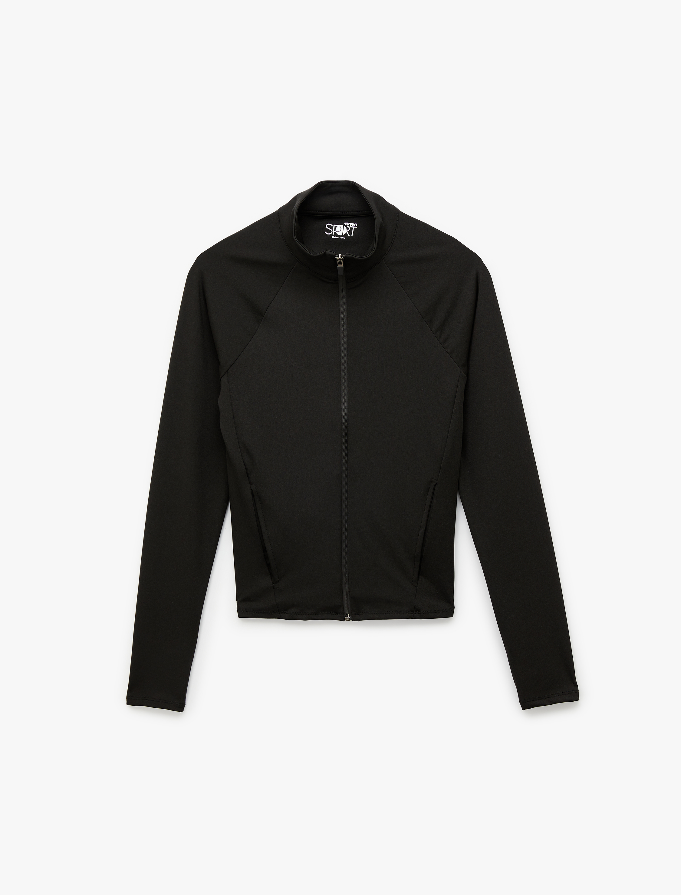   Fermuarlı Dik Yaka Uzun Kollu Spor Ceket