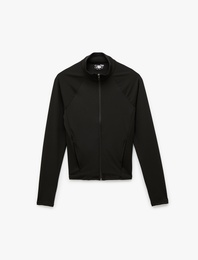 Fermuarlı Dik Yaka Uzun Kollu Spor Ceket