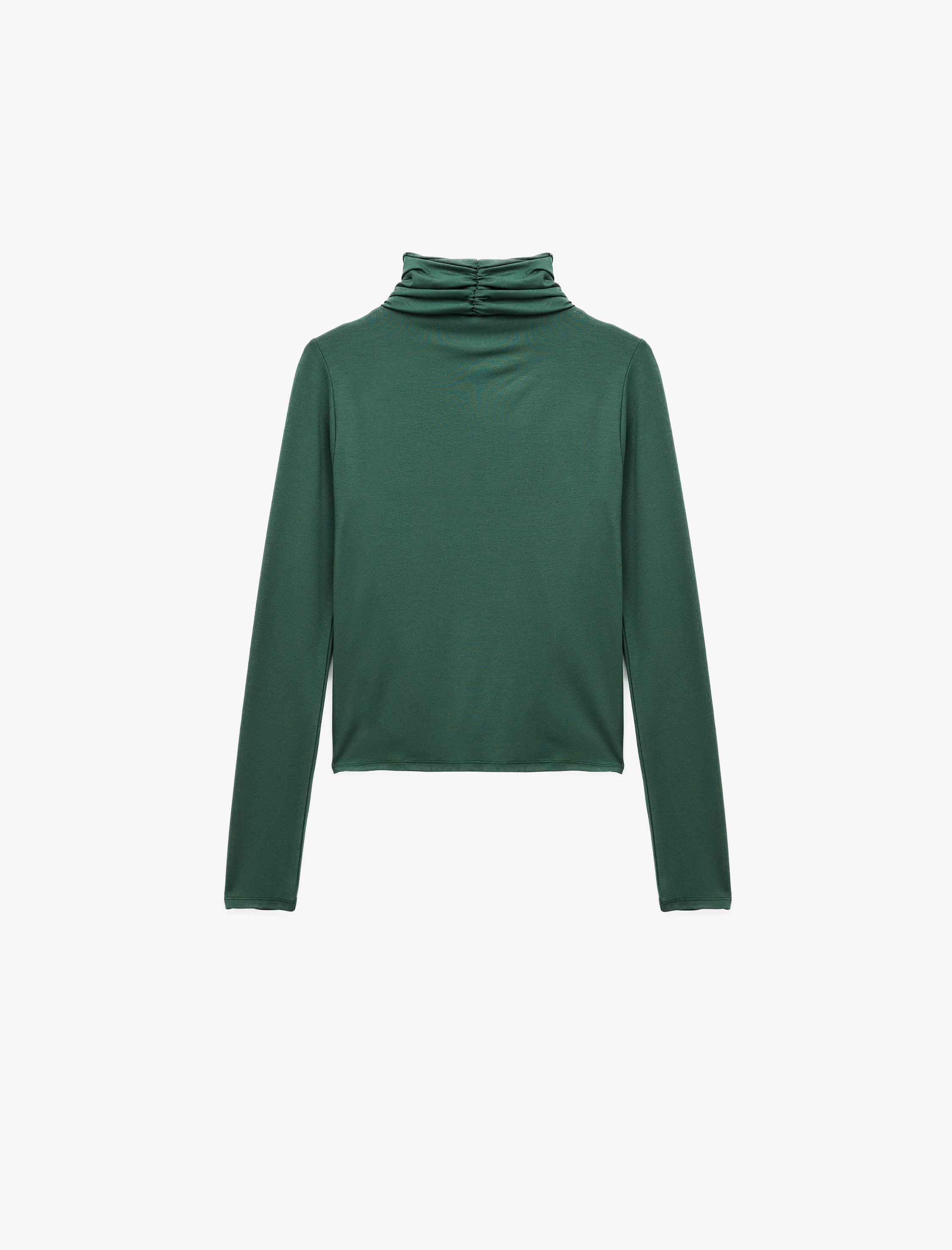   Uzun Kollu Slim Fit Drapeli Dik Yaka Tişört