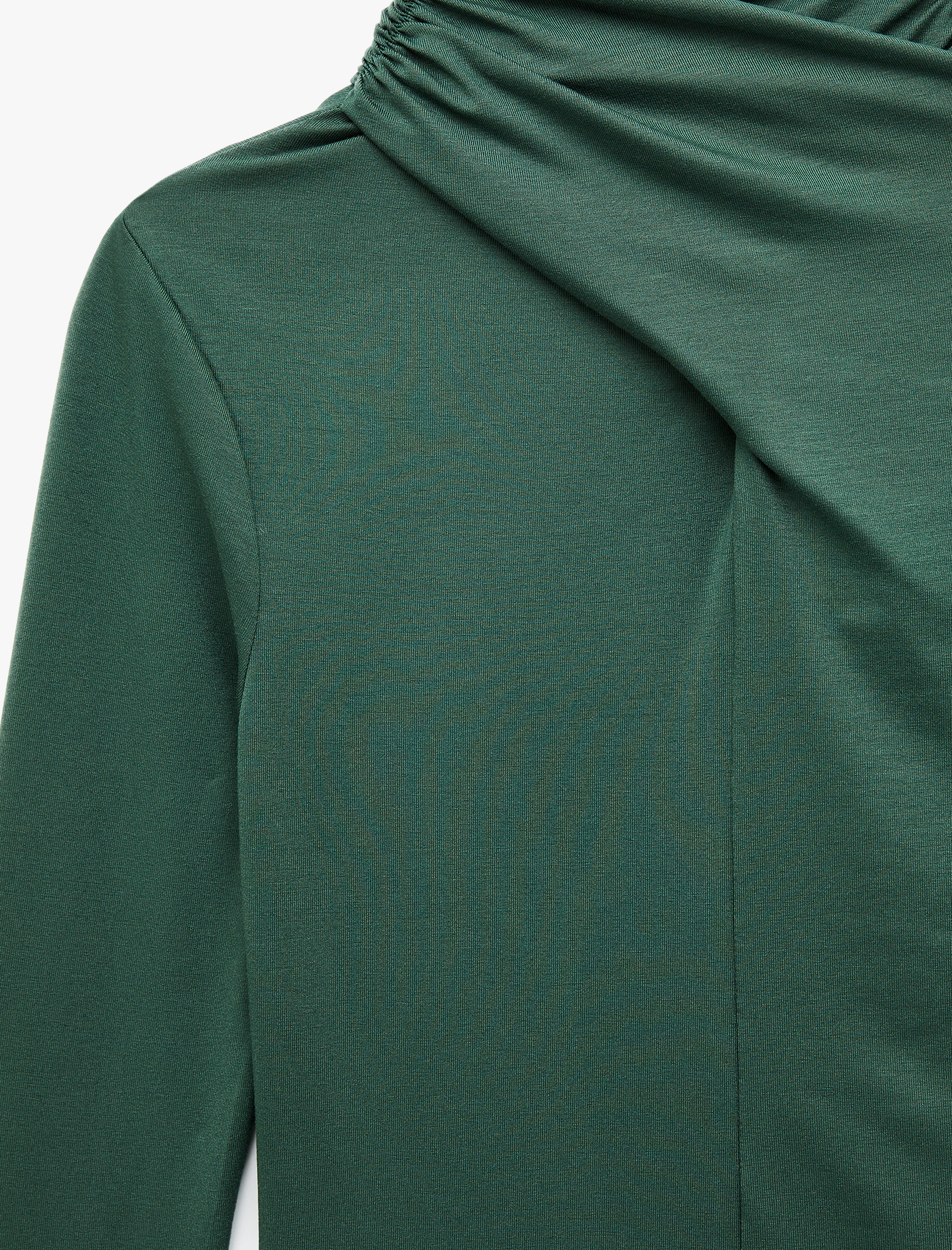   Uzun Kollu Slim Fit Drapeli Dik Yaka Tişört