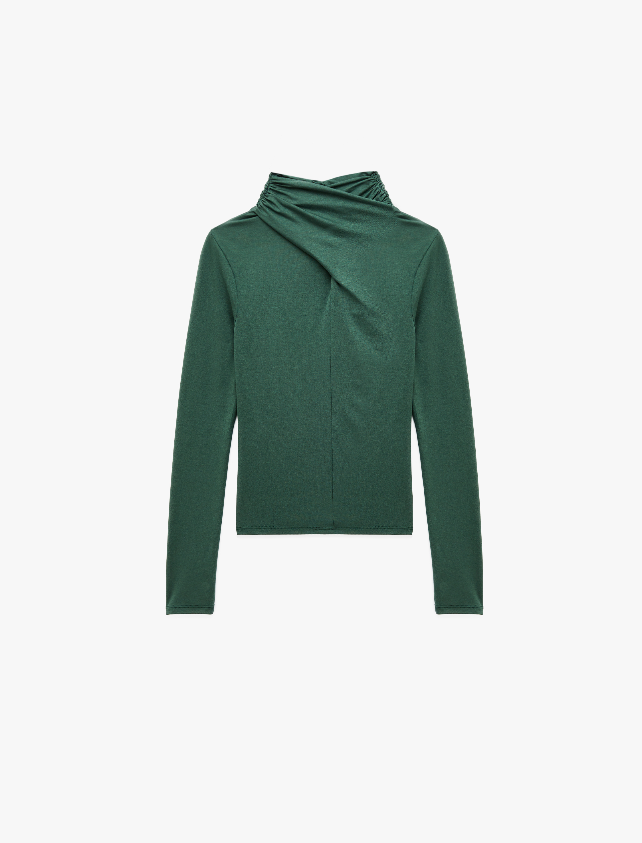   Uzun Kollu Slim Fit Drapeli Dik Yaka Tişört