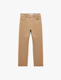 Pamuklu Cepli Düğmeli İspanyol Paça Crop Jean Pantolon -  Kick Flare Jeans