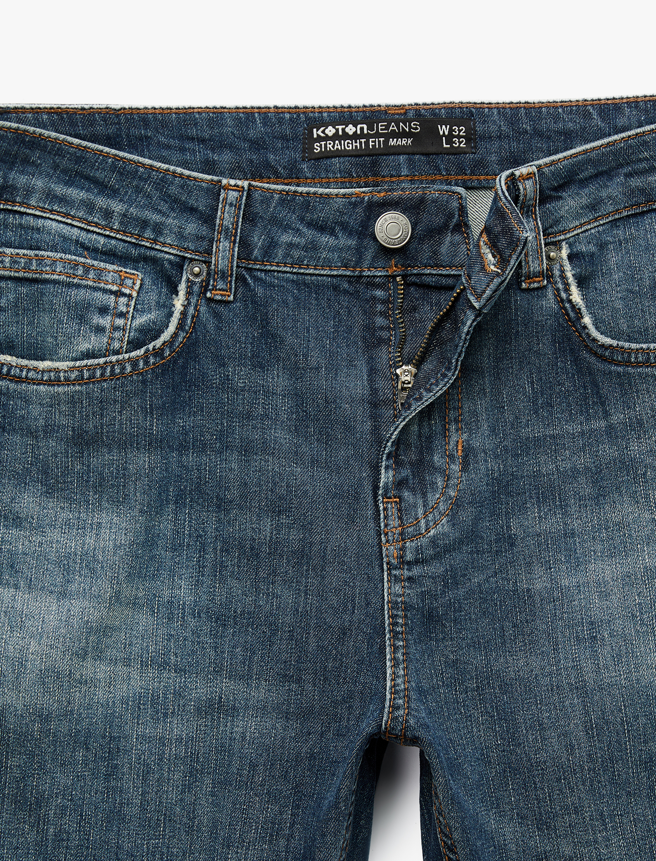   Pamuklu Düz Paça Normal Bel Straight Fit Jean Pantolon - Mark Jean