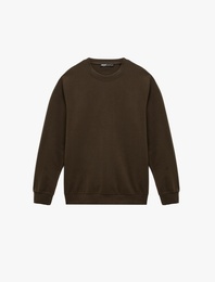 Pamuklu Regular Fit Uzun Kollu Bisiklet Yaka Basic Sweatshirt