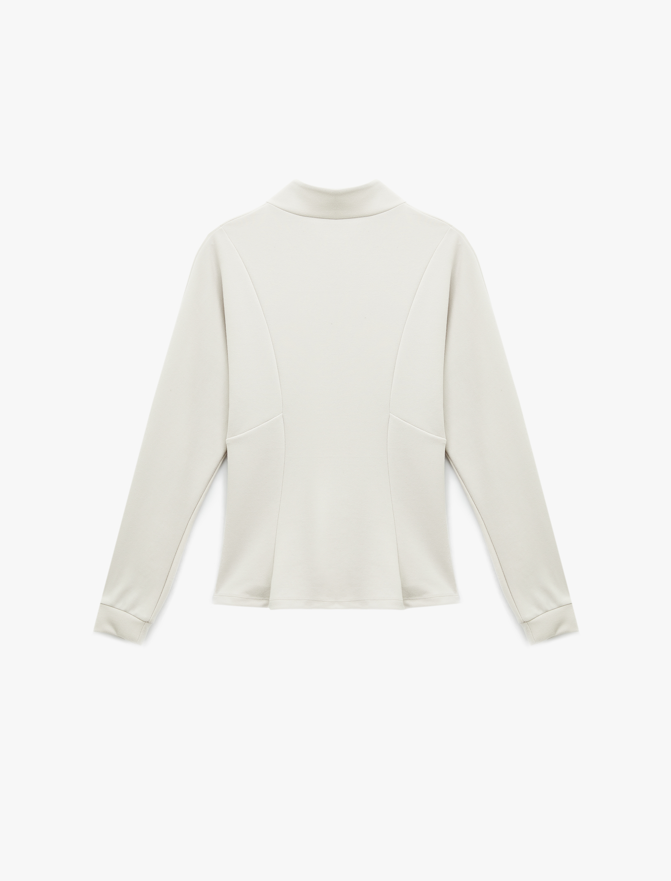   Modal Karışımlı Uzun Kollu Dik Yaka Fermuarlı Sweatshirt